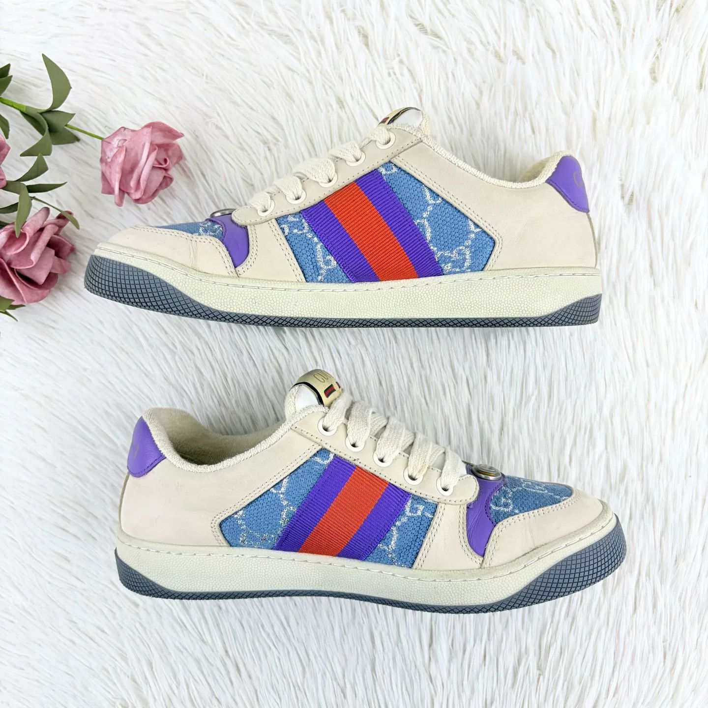 Gucci Gucci White Purple Dirty Shoes Size US 5 / IT 35 - 3 Thumbnail