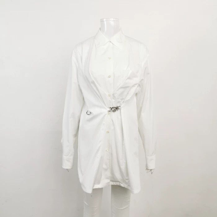 Prada Prada Cotton Solid Lapel Single-Breasted Shirt Size US XS / EU 42 / 0 - 2 Thumbnail