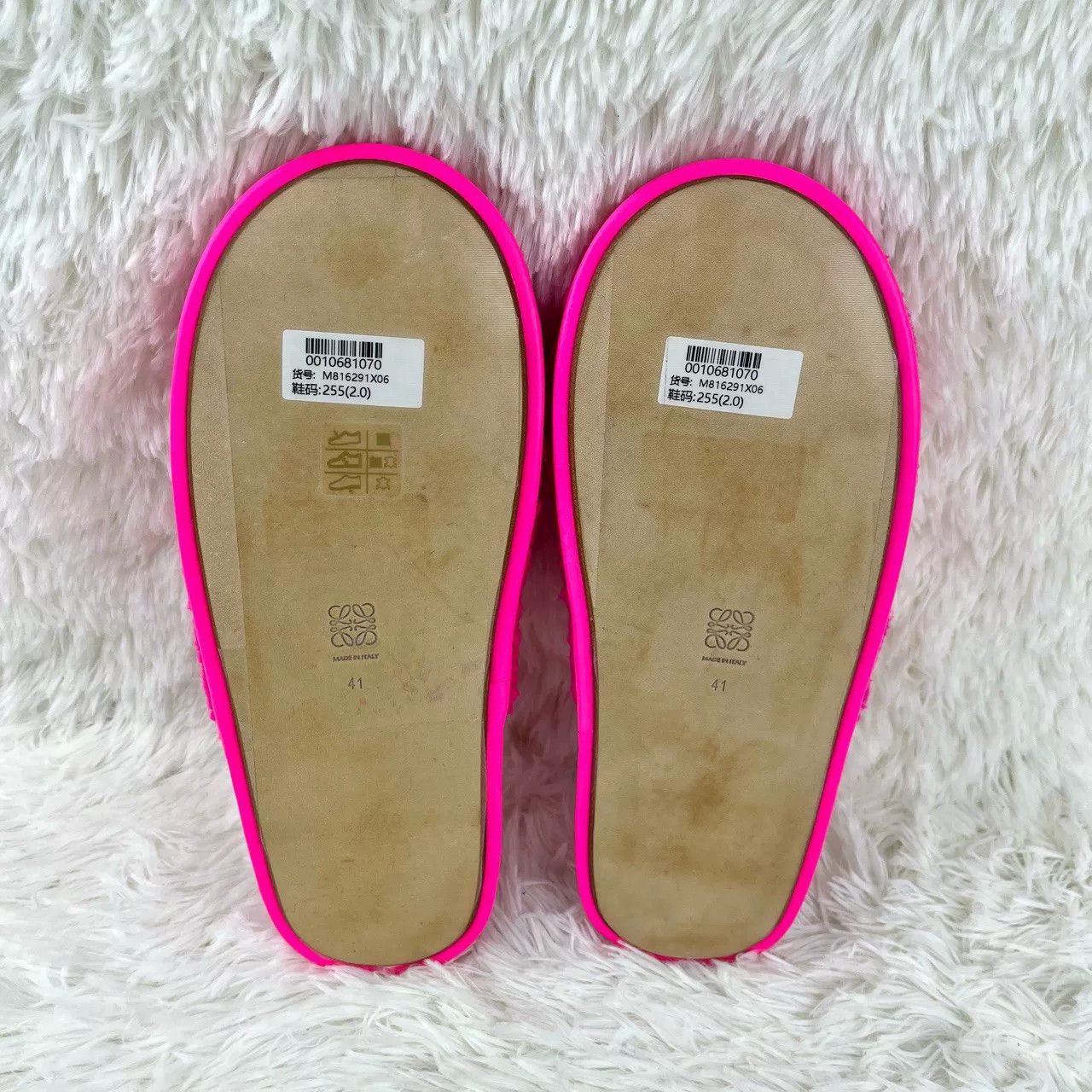 Loewe LOEWE Fleece Flat Slippers Pink Size US 10 / IT 40 - 7 Thumbnail