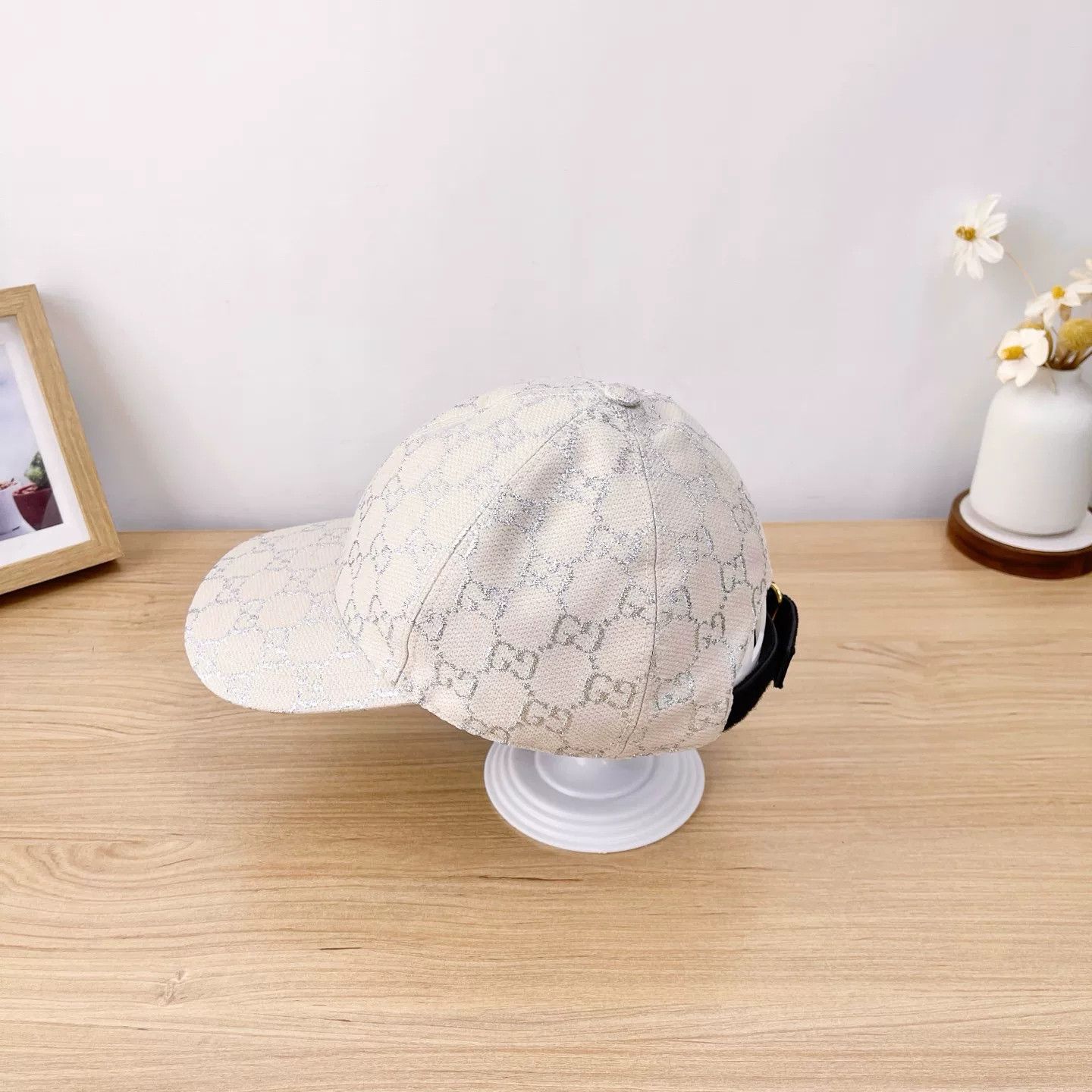 Gucci Gucci Beige Silver GG Baseball Cap Size ONE SIZE - 4 Thumbnail