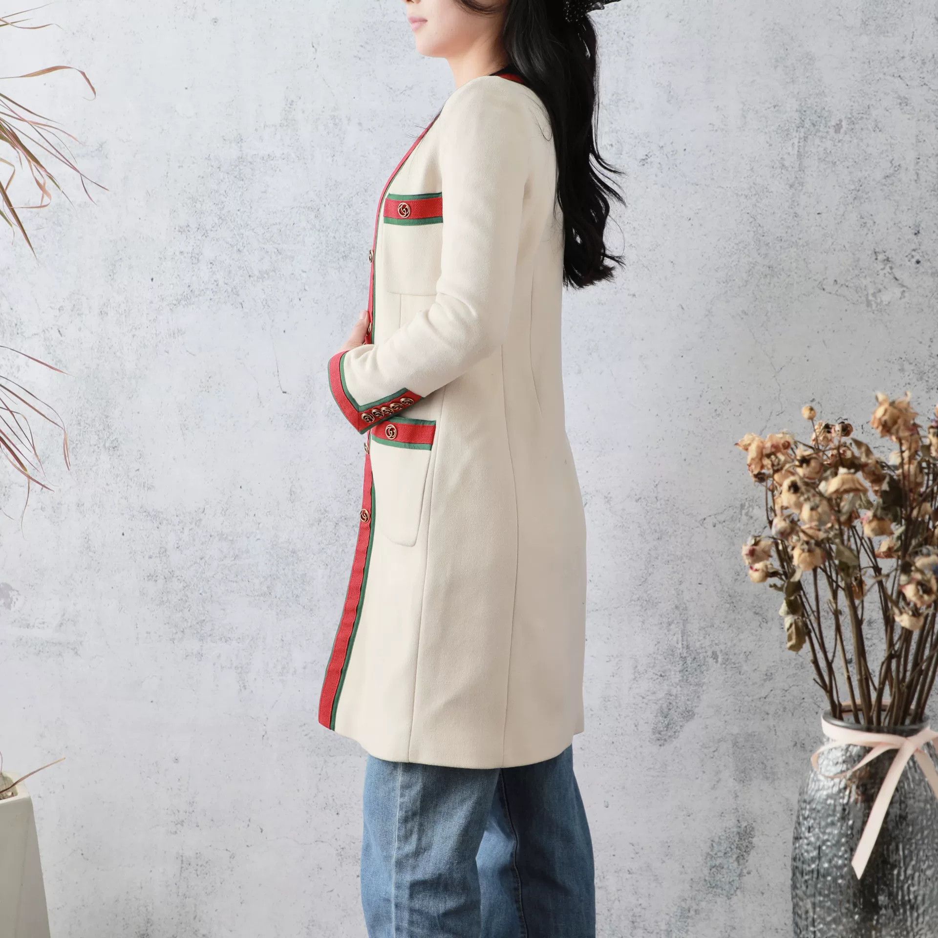 Gucci Gucci Beige Wool Stripe Long Coat Size XS / US 0-2 / IT 36-38 - 4 Thumbnail