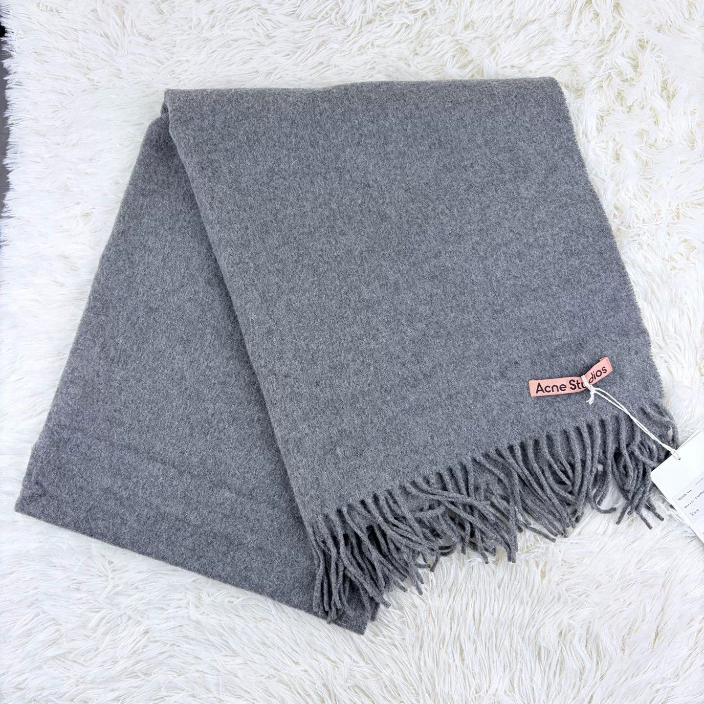 Acne Studios Acne Studios Heather Gray Wool Fringed Scarf Size ONE SIZE - 2 Thumbnail