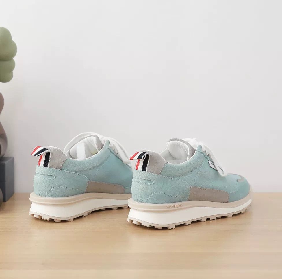 Thom Browne THOM BROWNE Blue Suede Lace-Up Sneakers Size US 5.5 / IT 35.5 - 7 Thumbnail