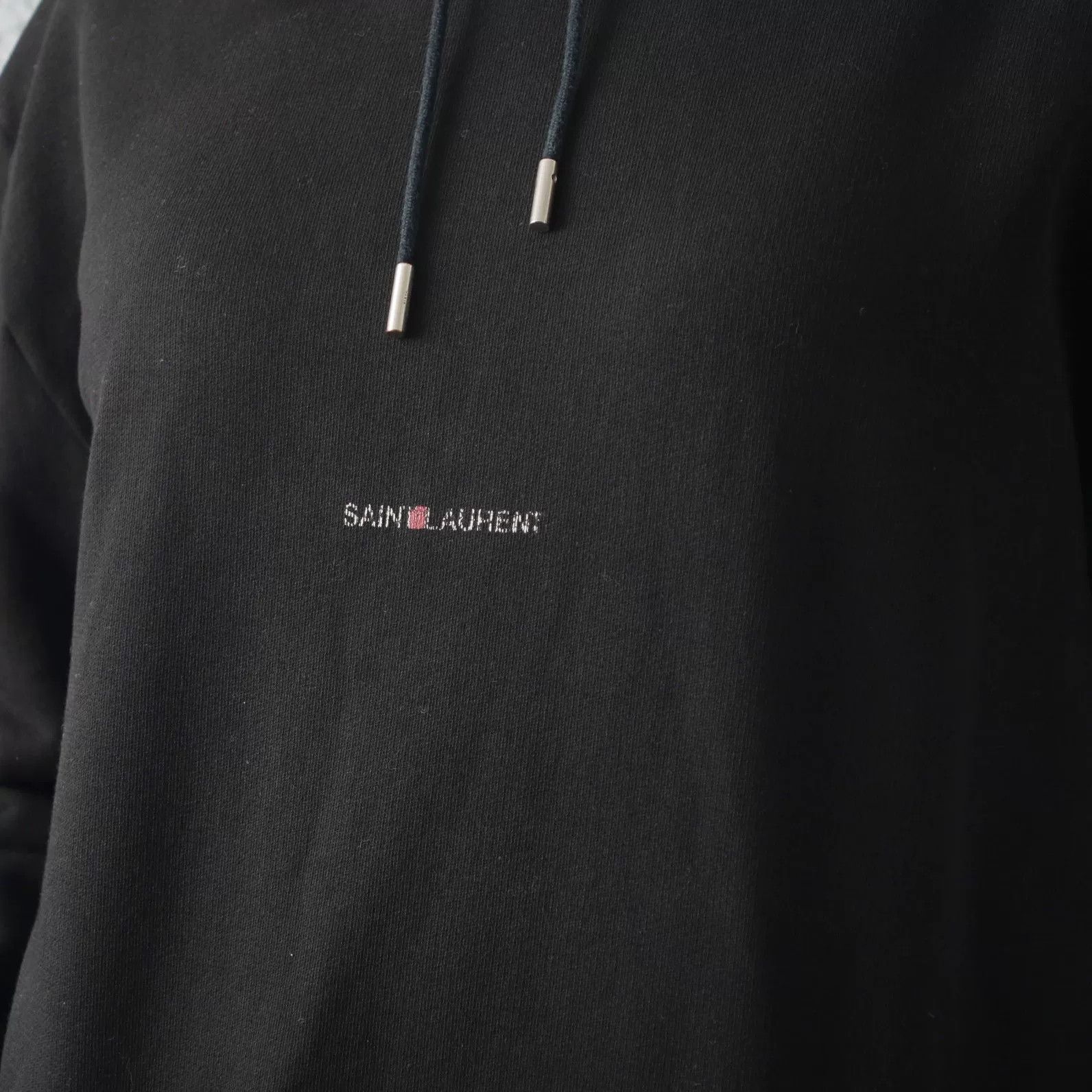 Yves Saint Laurent YSL Black Cotton Chest Logo Hooded Sweatshirt Size L / US 10 / IT 46 - 4 Thumbnail