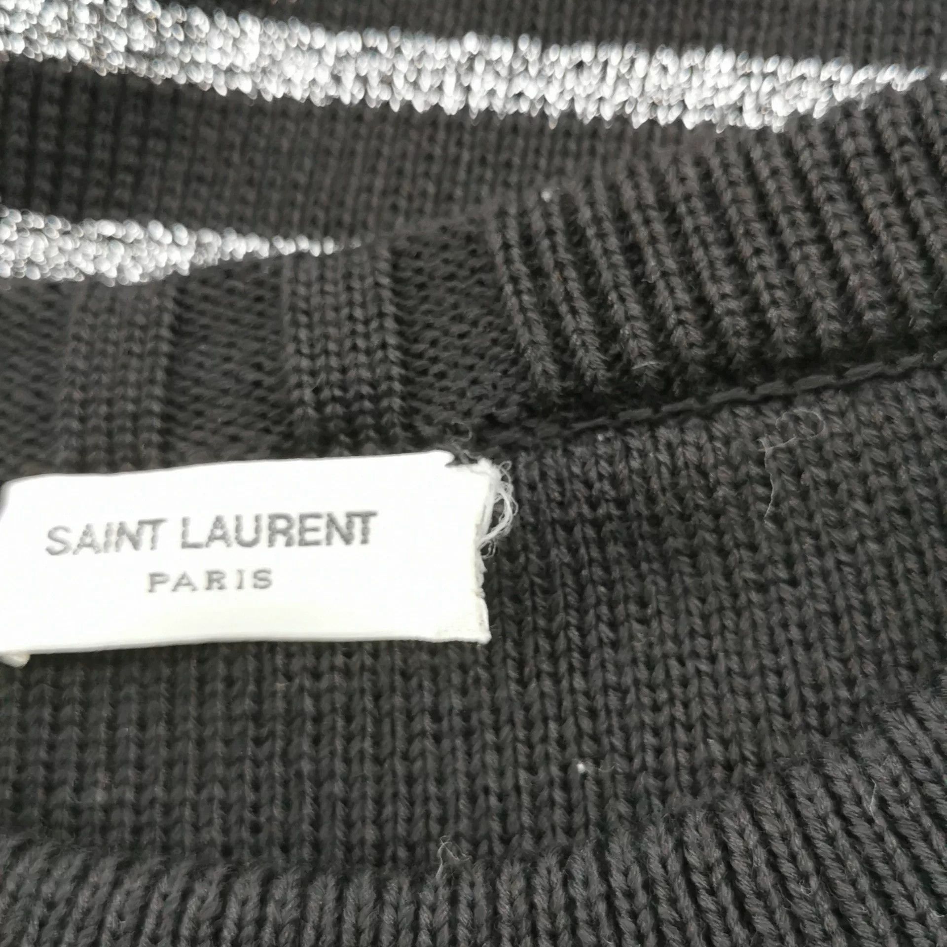 Yves Saint Laurent YSL Wool-Cotton Striped Sweater with Silver Thread Size S / US 4 / IT 40 - 7 Thumbnail