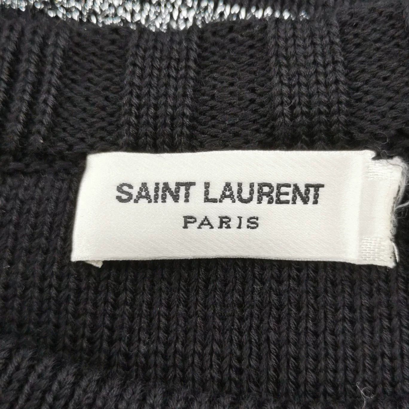 Yves Saint Laurent YSL Wool-Cotton Striped Sweater with Silver Thread Size S / US 4 / IT 40 - 4 Thumbnail