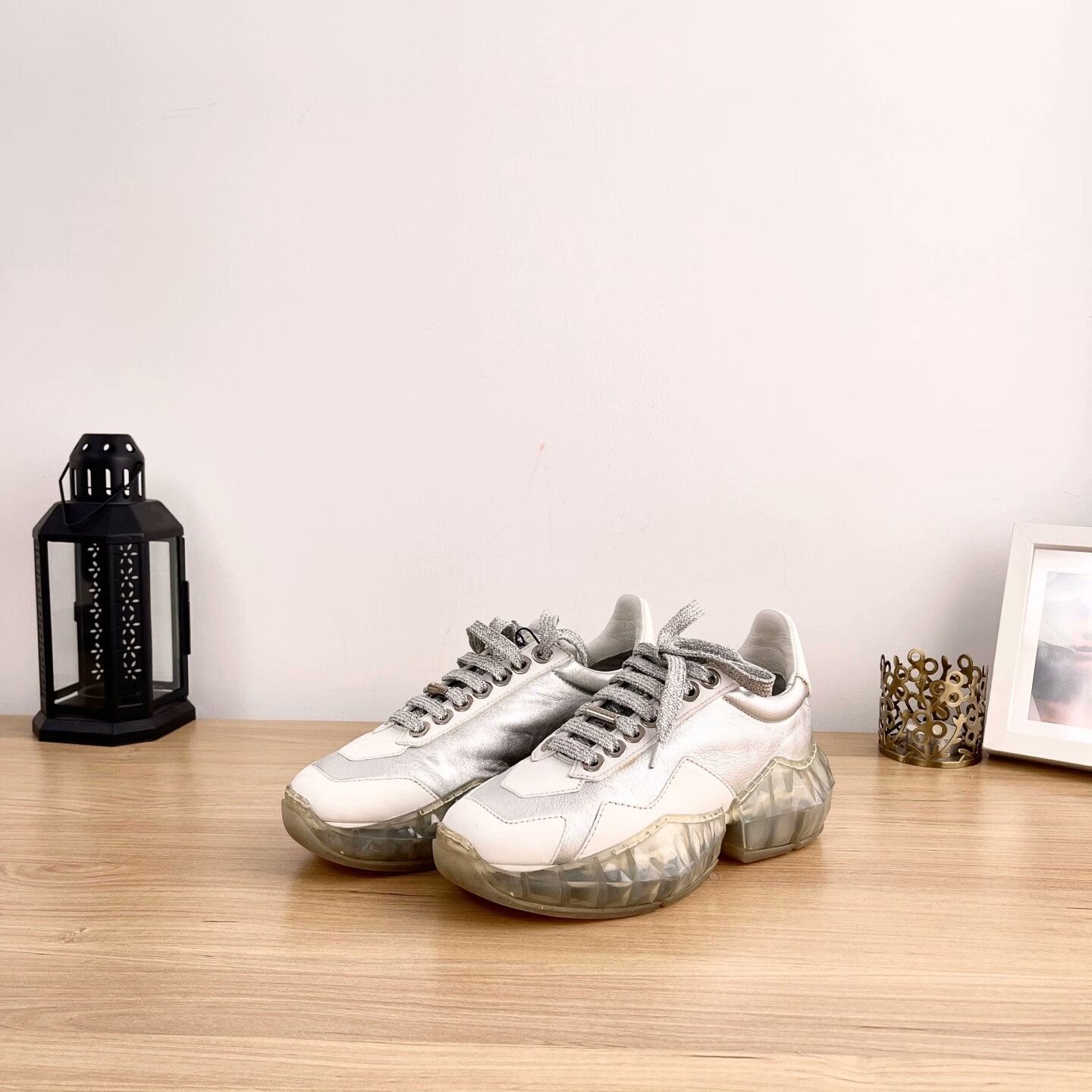 Jimmy Choo Jimmy Choo Diamond Silver Flat Shoes Size US 4 / IT 34 - 2 Thumbnail