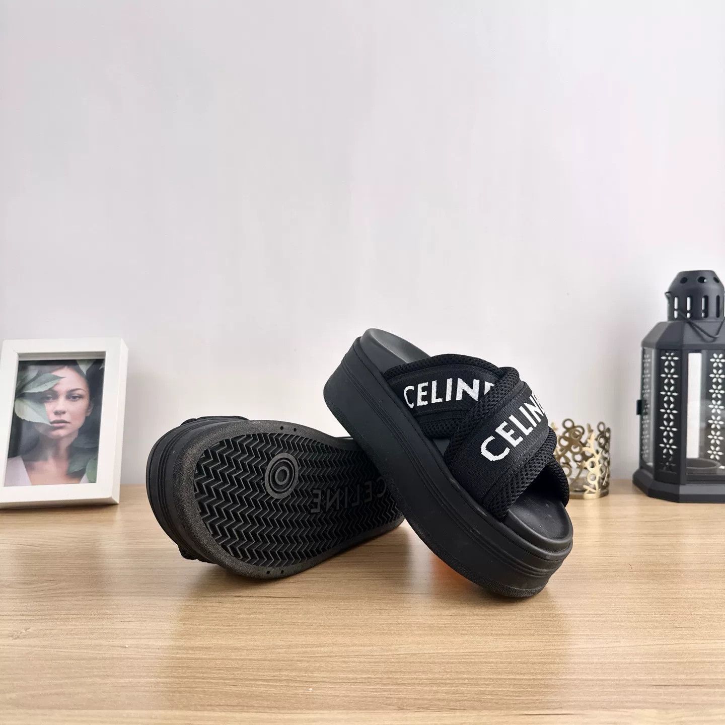 Celine Celine Triomphe Black Platform Slides Size US 5 / IT 35 - 6 Thumbnail