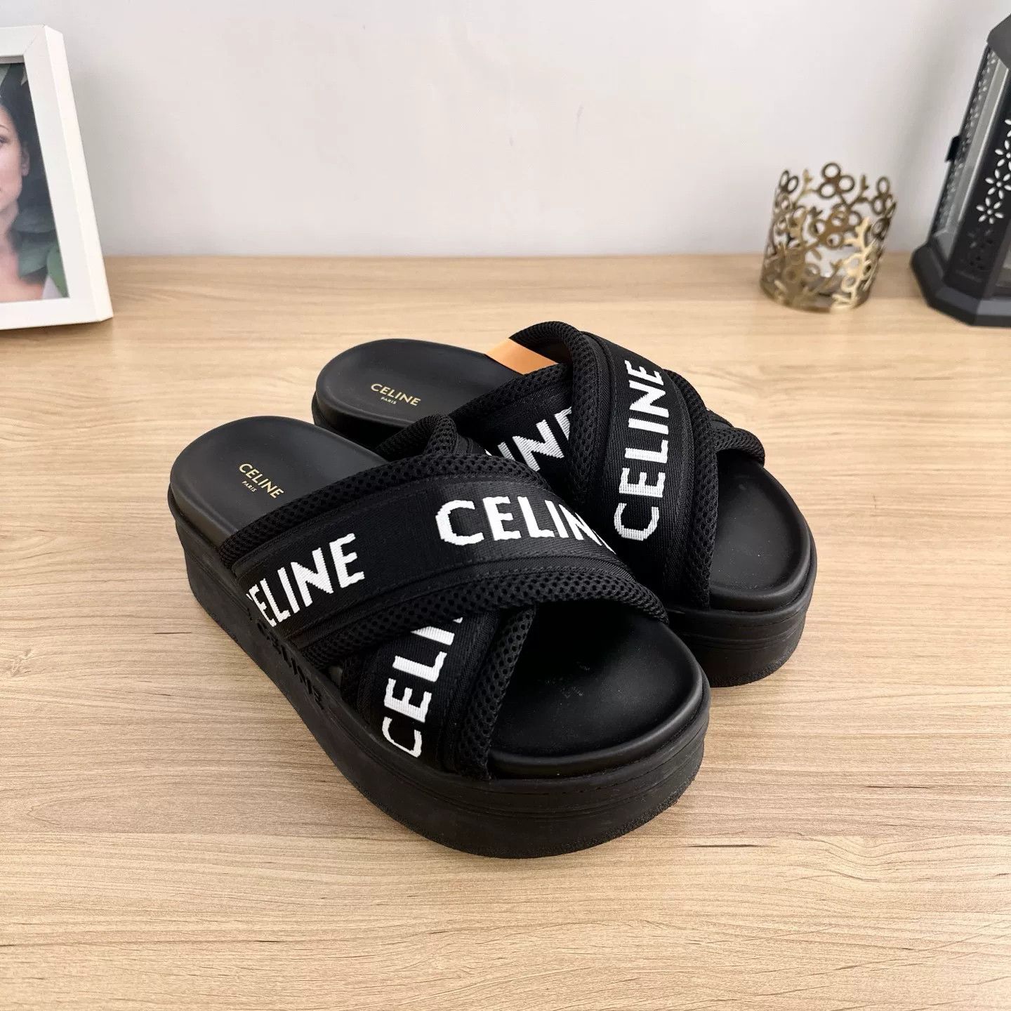 Celine Celine Triomphe Black Platform Slides Size US 5 / IT 35 - 8 Thumbnail