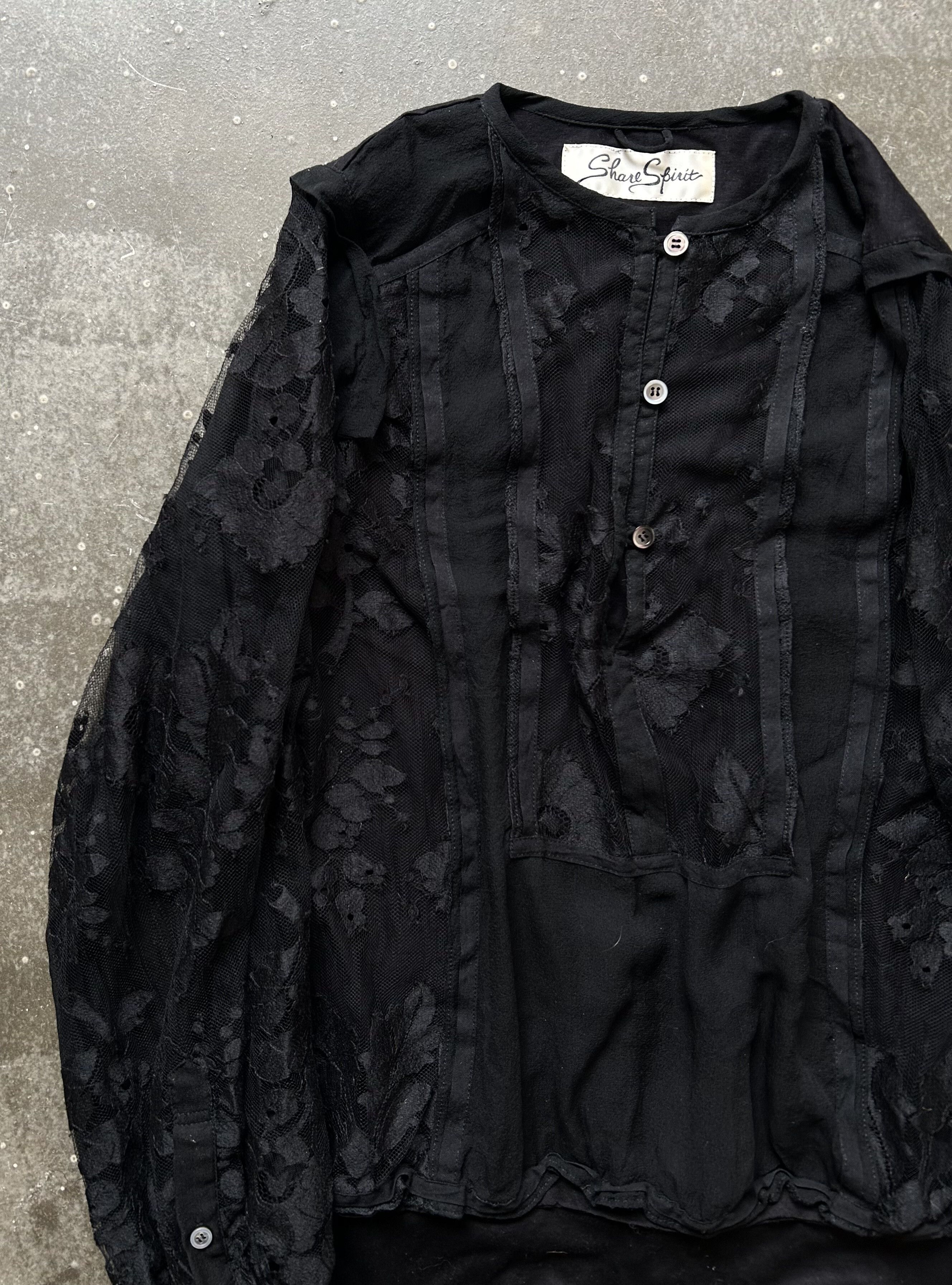 Share Spirit Homme Black Sheer Mesh Top by Share Spirit Size M / US 6-8 / IT 42-44 - 3 Thumbnail