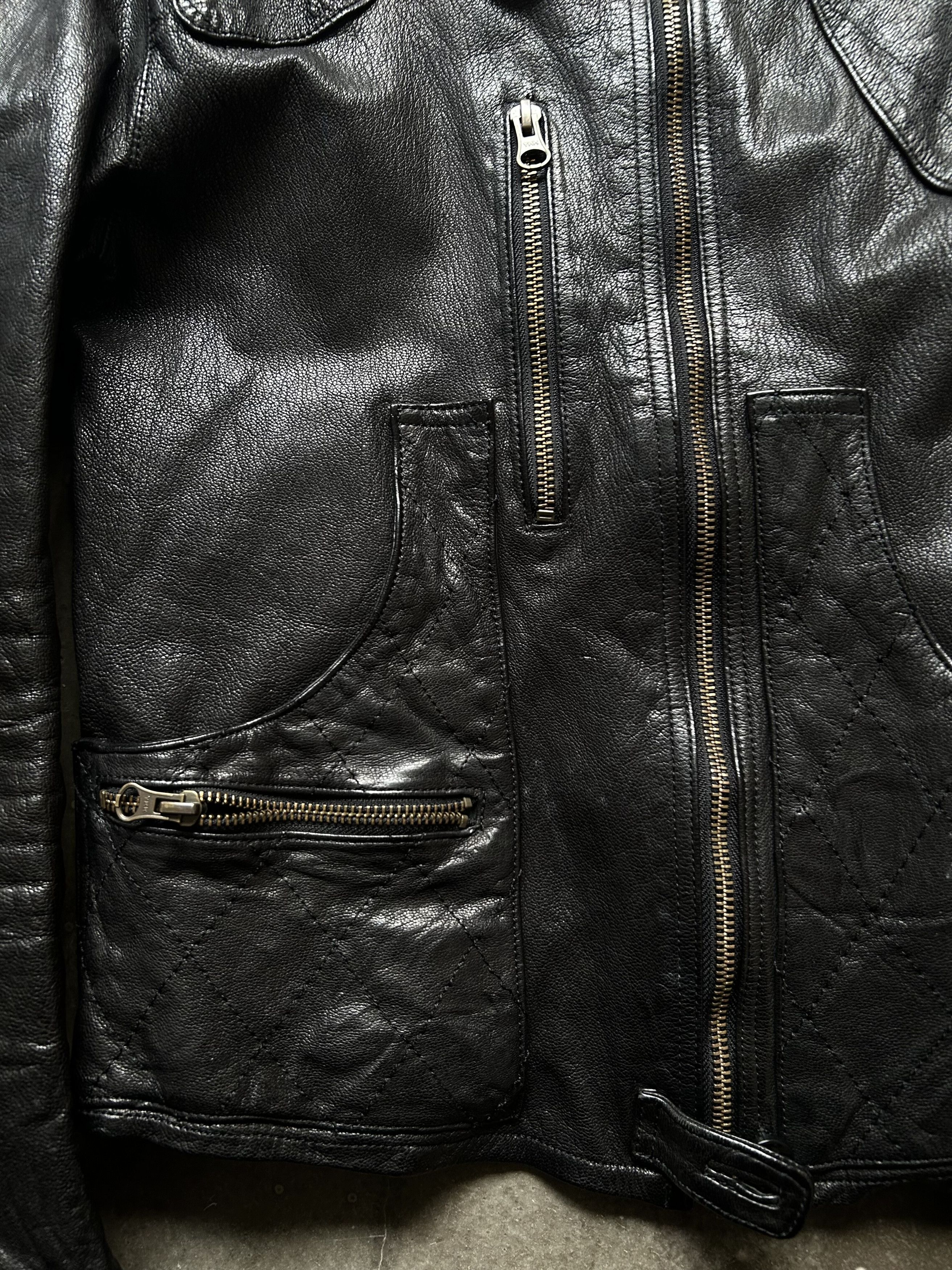 Share Spirit Homme Black Goat Leather Biker Jacket Size US S / EU 44-46 / 1 - 4 Thumbnail