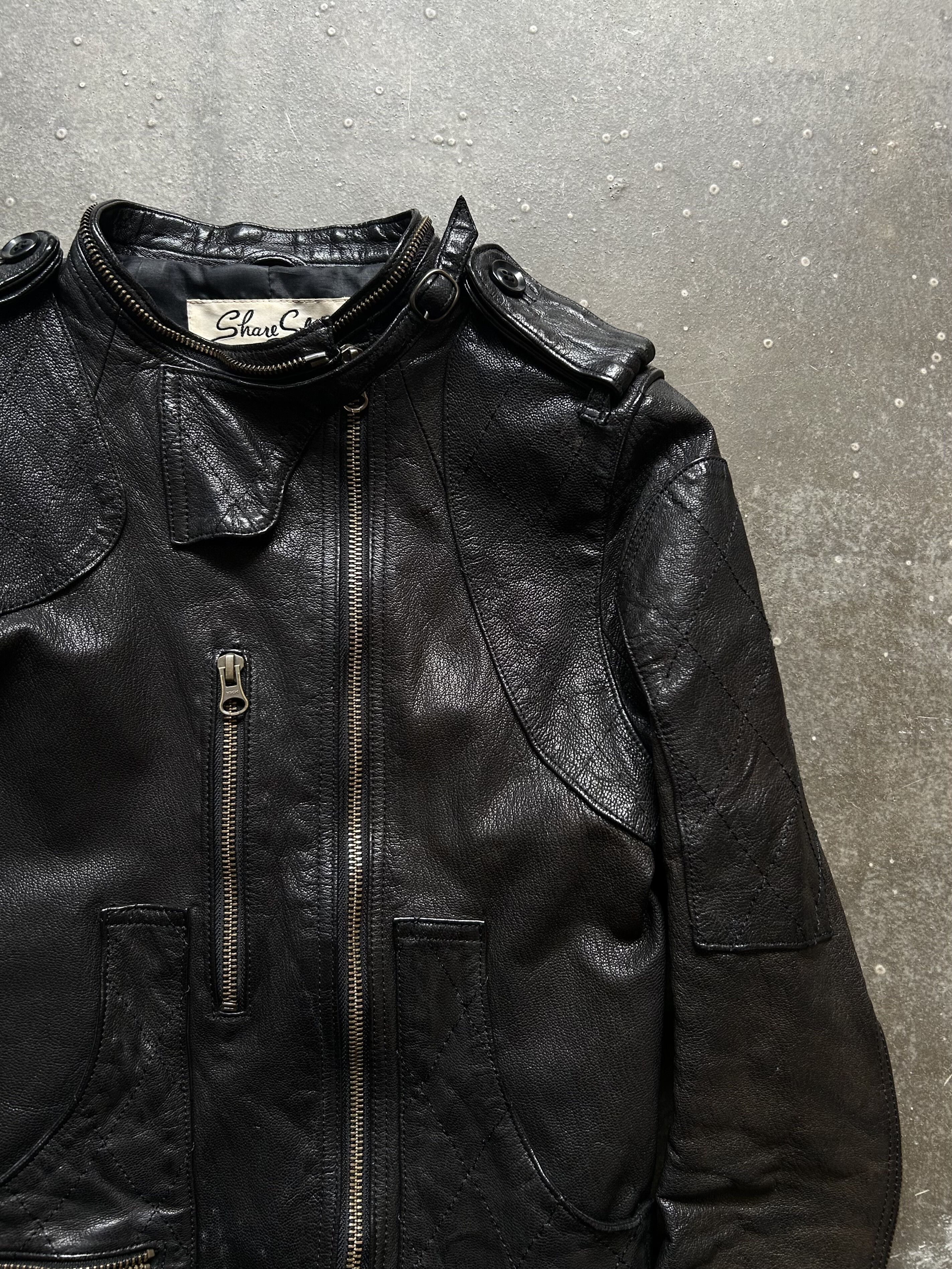 Share Spirit Homme Black Goat Leather Biker Jacket Size US S / EU 44-46 / 1 - 3 Thumbnail