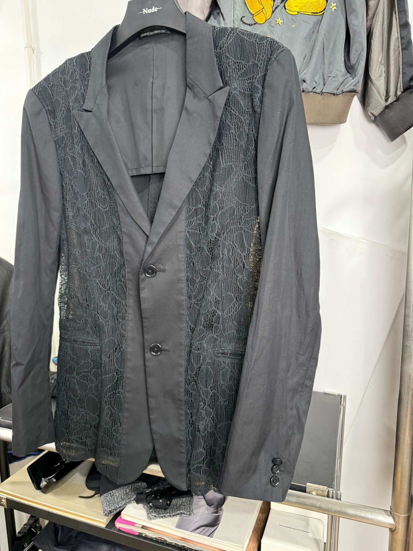 Yohji Yamamoto Black Lace Panel Suit Jacket Size US L / EU 52-54 / 3 - 2 Thumbnail