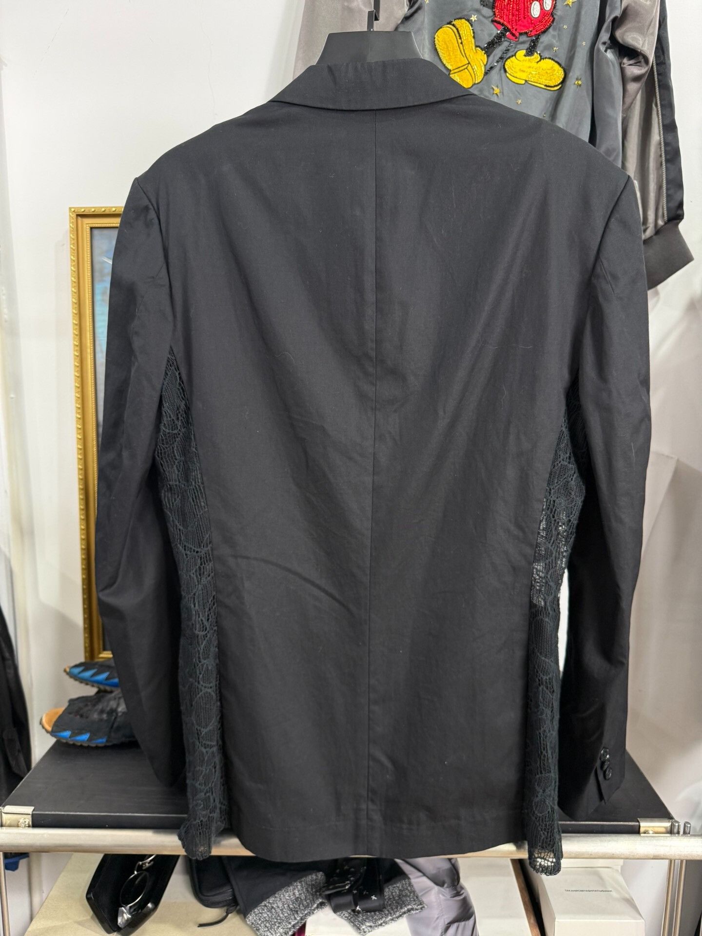 Yohji Yamamoto Black Lace Panel Suit Jacket Size US L / EU 52-54 / 3 - 6 Thumbnail
