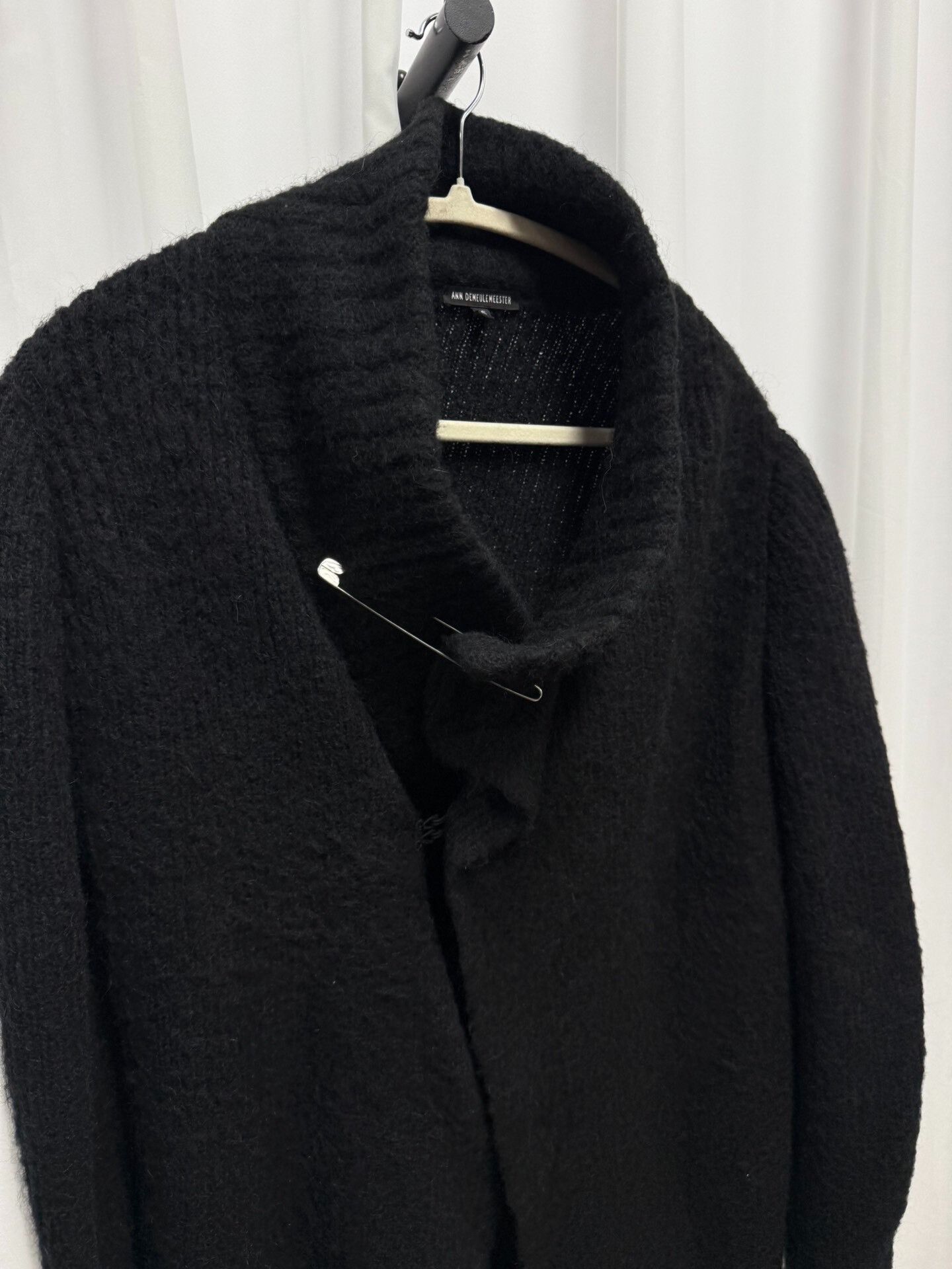 Ann Demeulemeester Black Wool Blend Scarf Collar Coat Size US S / EU 44-46 / 1 - 4 Thumbnail