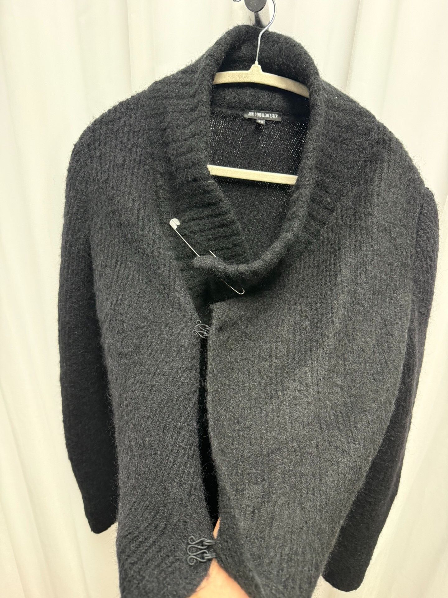 Ann Demeulemeester Black Wool Blend Scarf Collar Coat Size US S / EU 44-46 / 1 - 5 Thumbnail