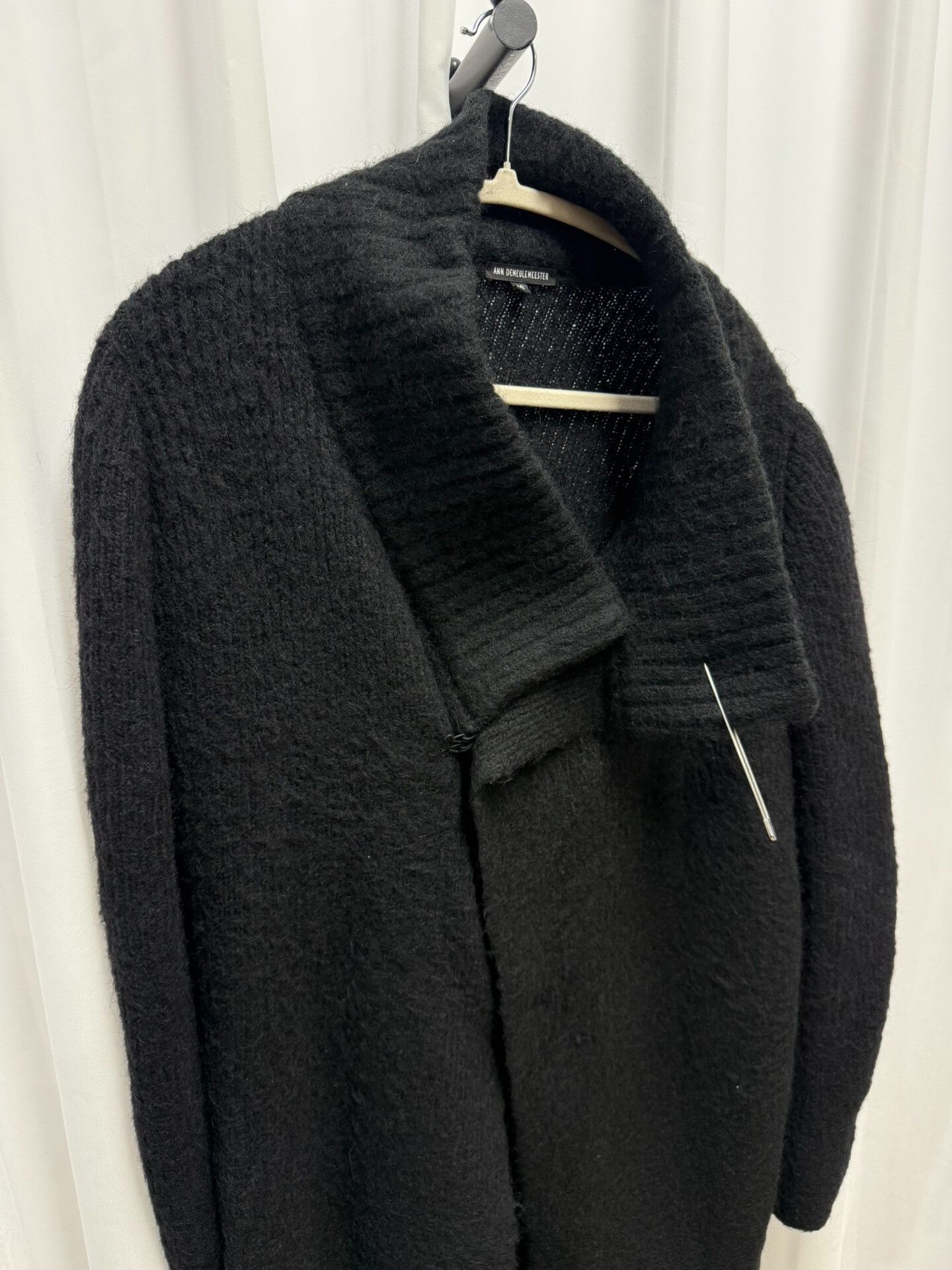 Ann Demeulemeester Black Wool Blend Scarf Collar Coat Size US S / EU 44-46 / 1 - 7 Thumbnail