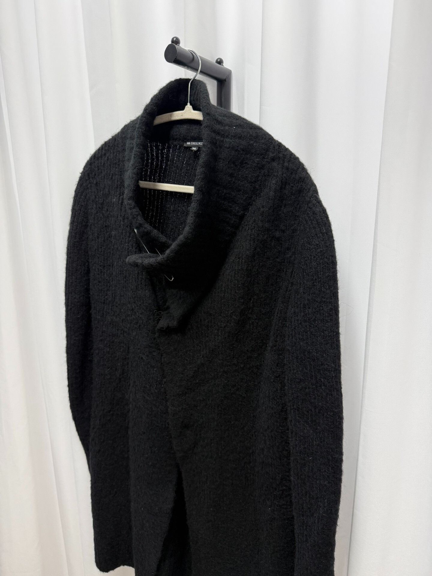 Ann Demeulemeester Black Wool Blend Scarf Collar Coat Size US S / EU 44-46 / 1 - 2 Thumbnail