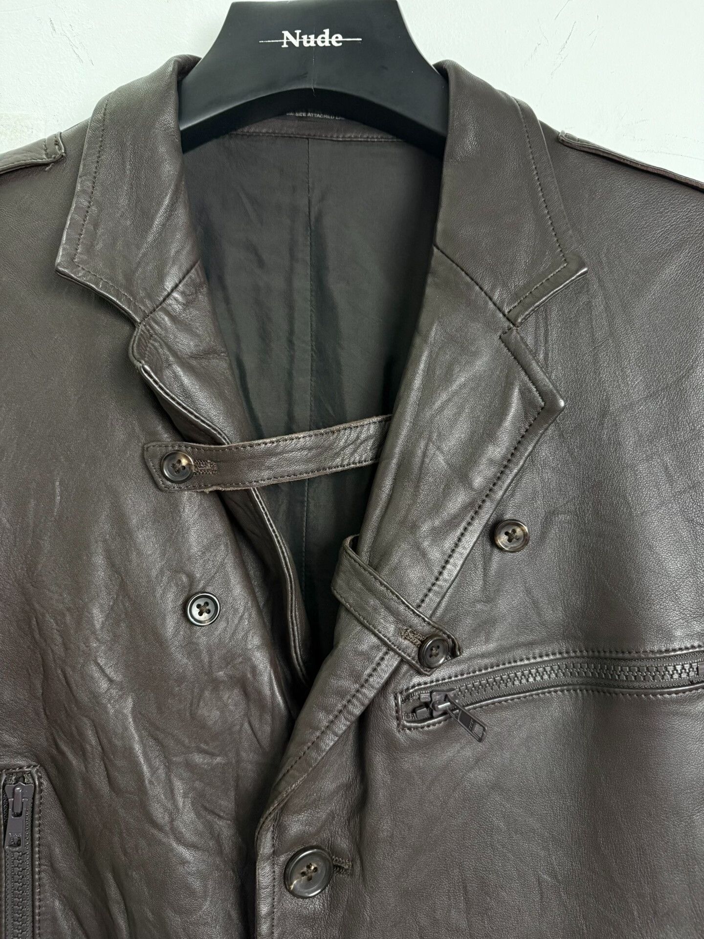 Yohji Yamamoto Yohji Yamamoto Brown Leather Coat Size US XL / EU 56 / 4 - 5 Thumbnail