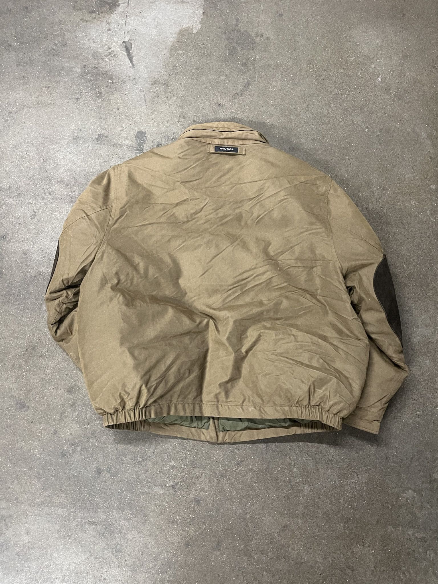 Nautica × Vintage Vintage 2000s Nautica Leather Patch Puffer Bomber Jacket Size L Size US L / EU 52-54 / 3 - 4 Thumbnail