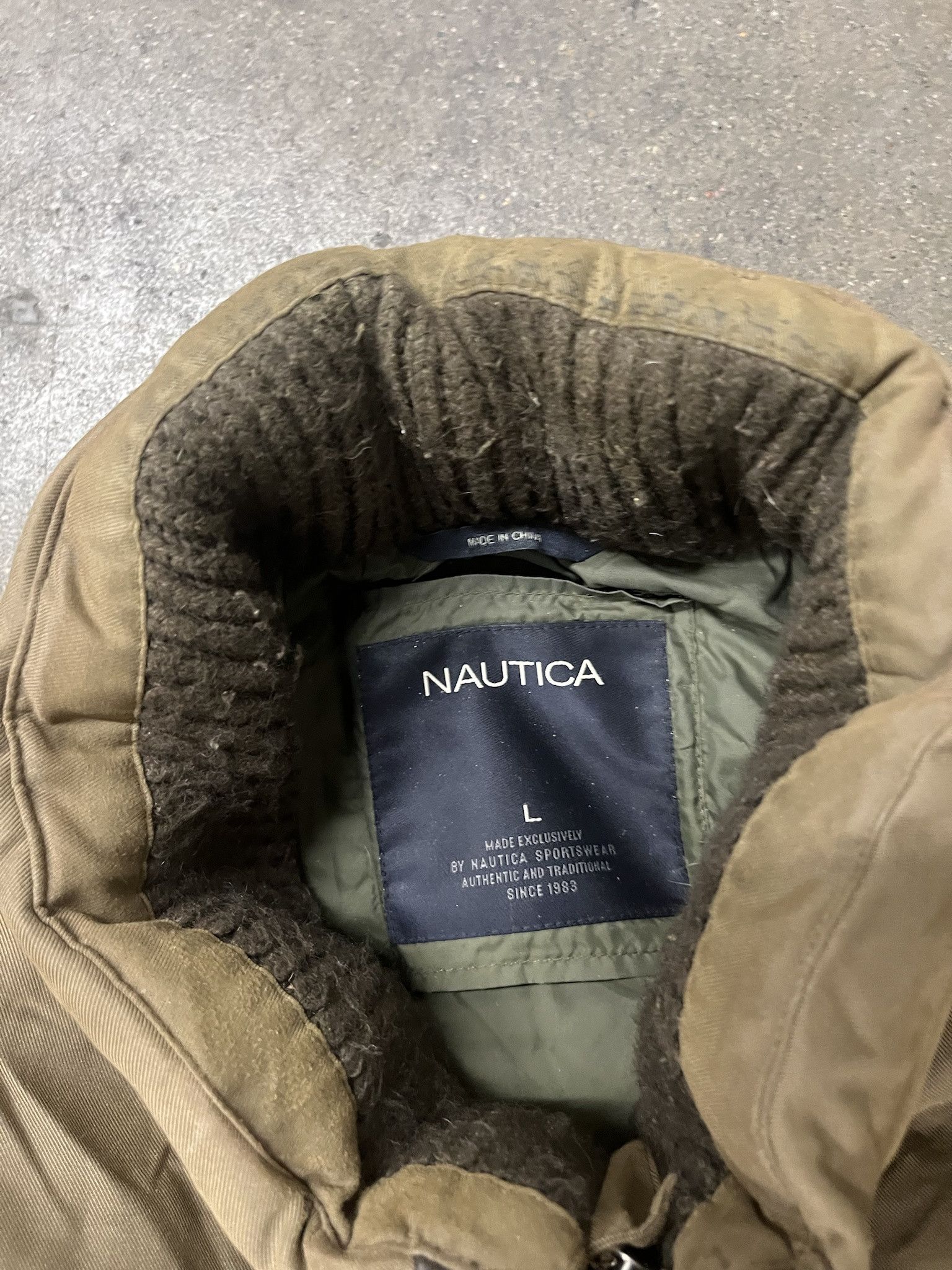 Nautica × Vintage Vintage 2000s Nautica Leather Patch Puffer Bomber Jacket Size L Size US L / EU 52-54 / 3 - 2 Thumbnail