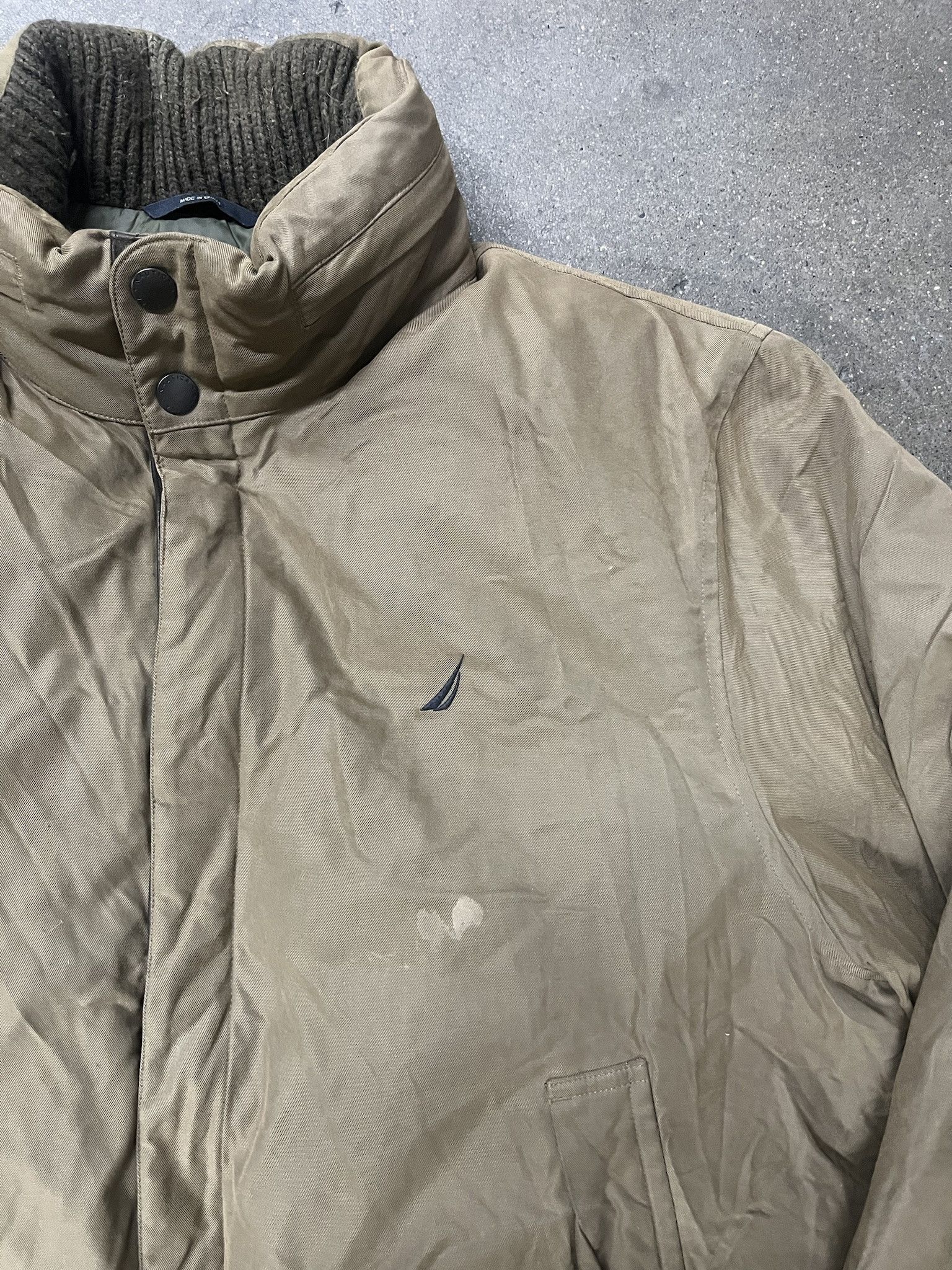 Nautica × Vintage Vintage 2000s Nautica Leather Patch Puffer Bomber Jacket Size L Size US L / EU 52-54 / 3 - 3 Thumbnail
