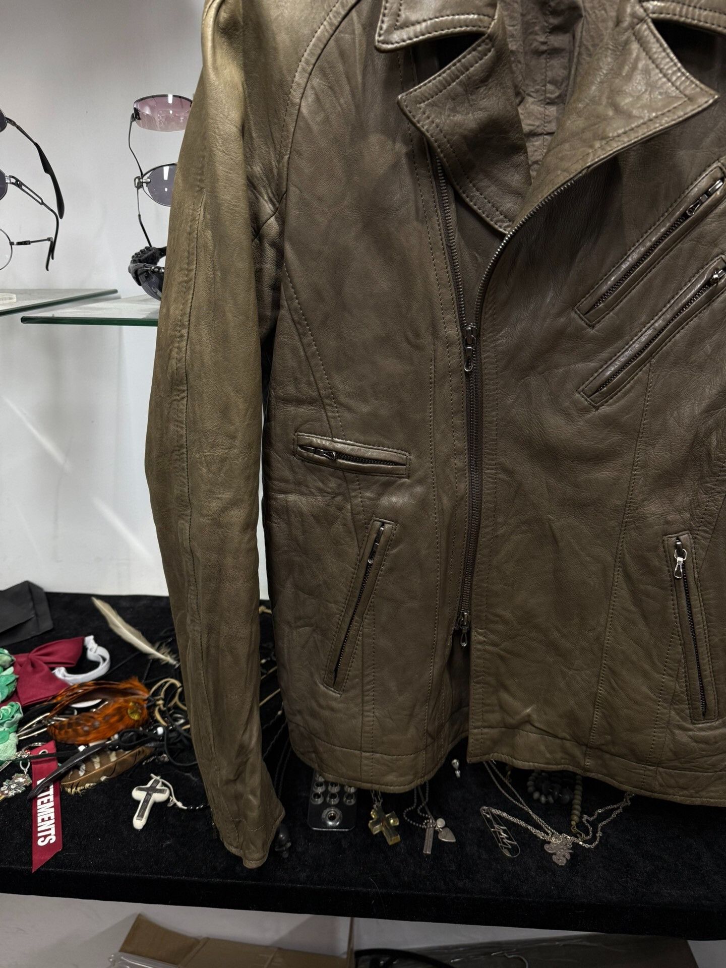 Rick Owens Olive Green Leather Jacket Size US M / EU 48-50 / 2 - 4 Thumbnail