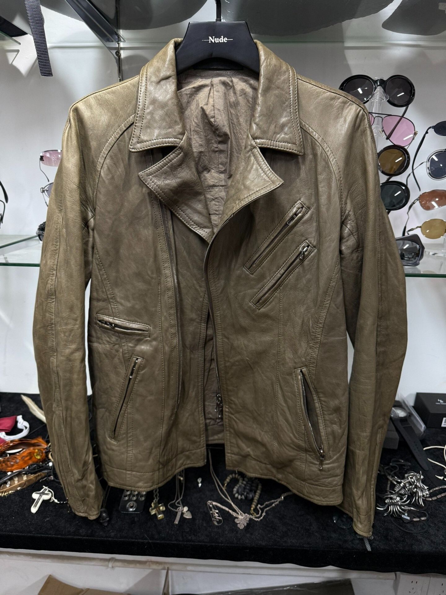 Rick Owens Olive Green Leather Jacket Size US M / EU 48-50 / 2 - 6 Thumbnail