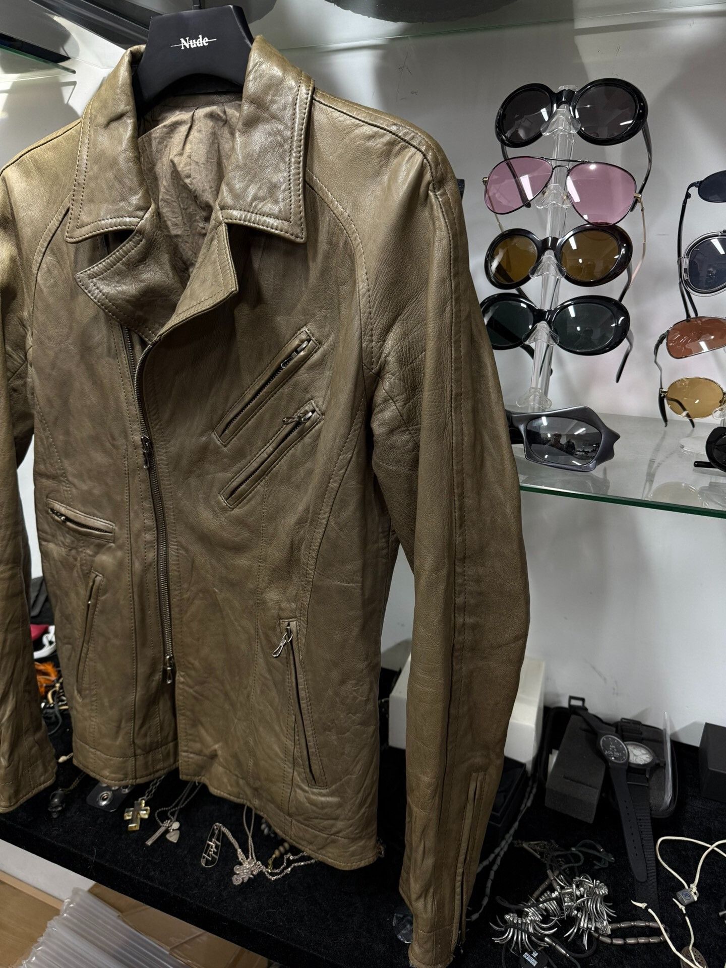 Rick Owens Olive Green Leather Jacket Size US M / EU 48-50 / 2 - 2 Thumbnail