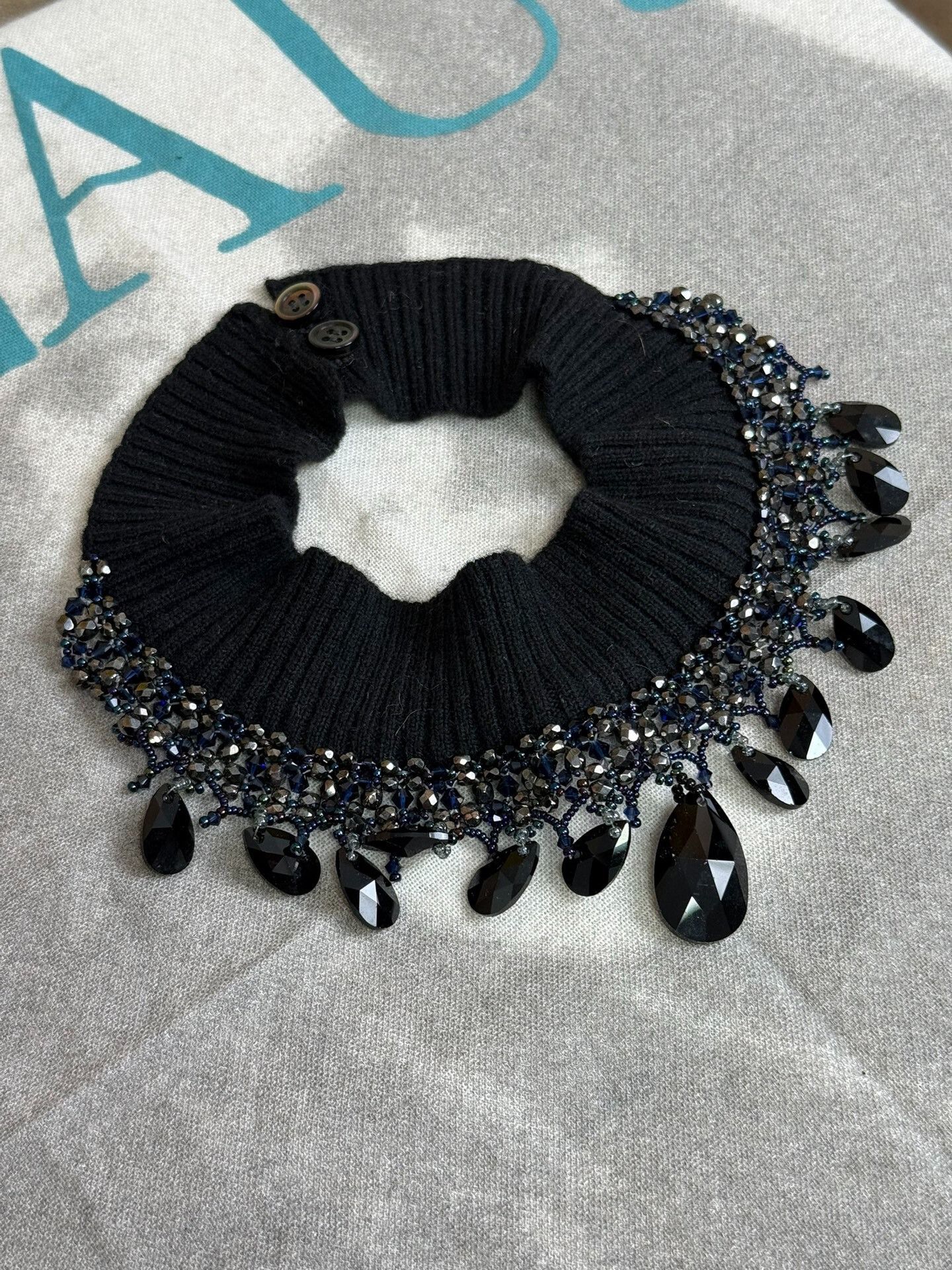 Dries Van Noten Embellished Beaded Knit Collar Size ONE SIZE - 3 Thumbnail