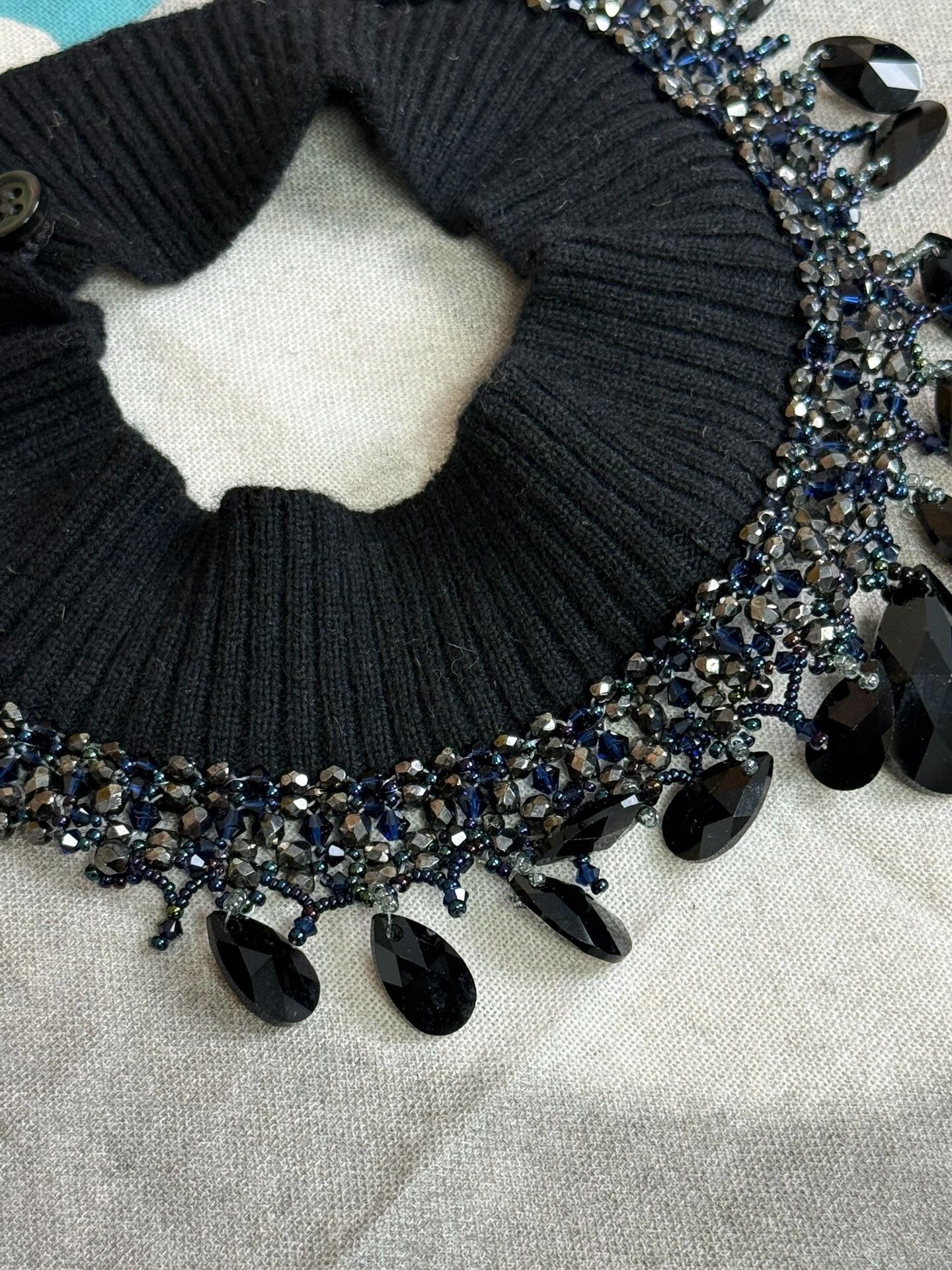 Dries Van Noten Embellished Beaded Knit Collar Size ONE SIZE - 6 Thumbnail