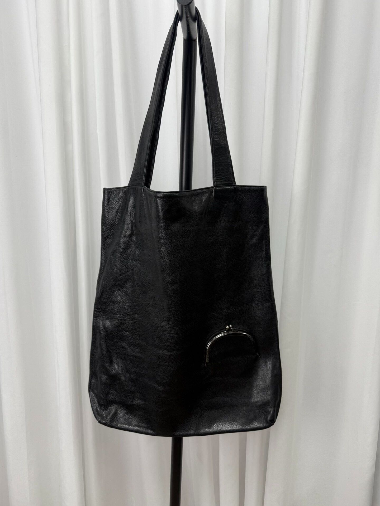 Yohji Yamamoto Yohji Yamamoto Black Leather Tote Bag Size ONE SIZE - 3 Thumbnail