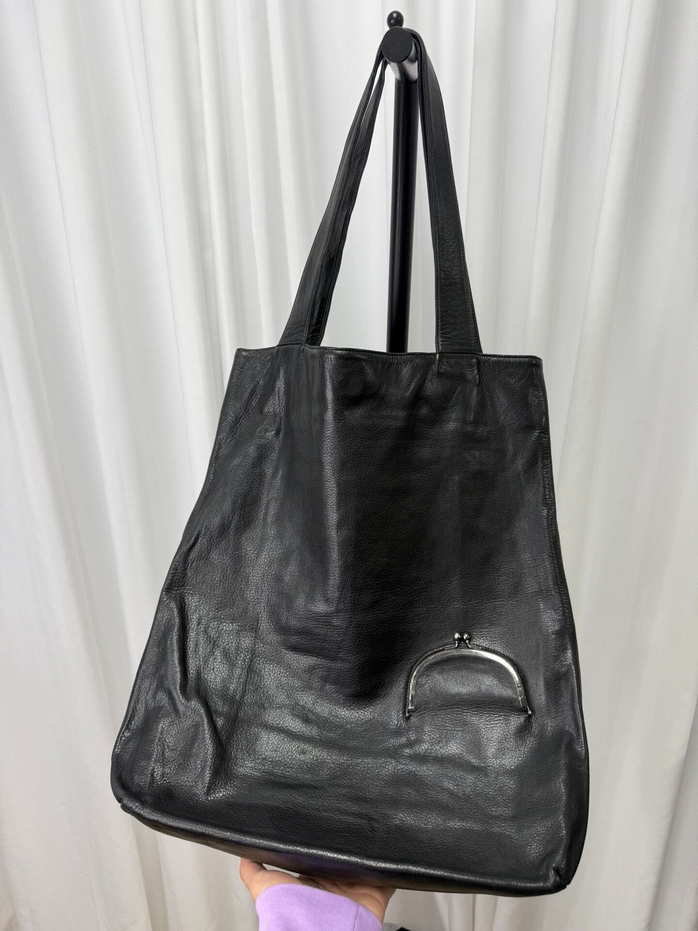 Yohji Yamamoto Yohji Yamamoto Black Leather Tote Bag Size ONE SIZE - 2 Thumbnail