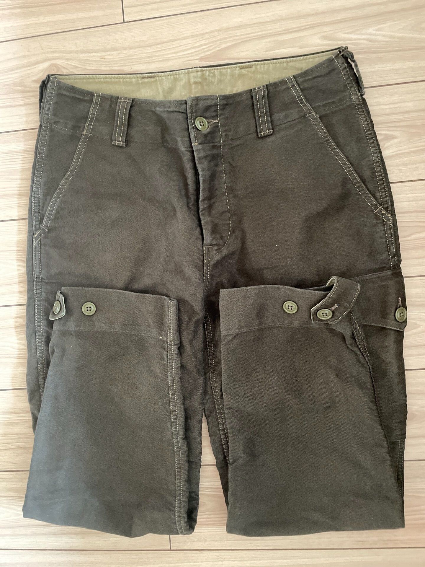 Freewheelers FREEWHEELERS Herringbone Olive Military Pants Size US 32 / EU 48 - 8 Thumbnail