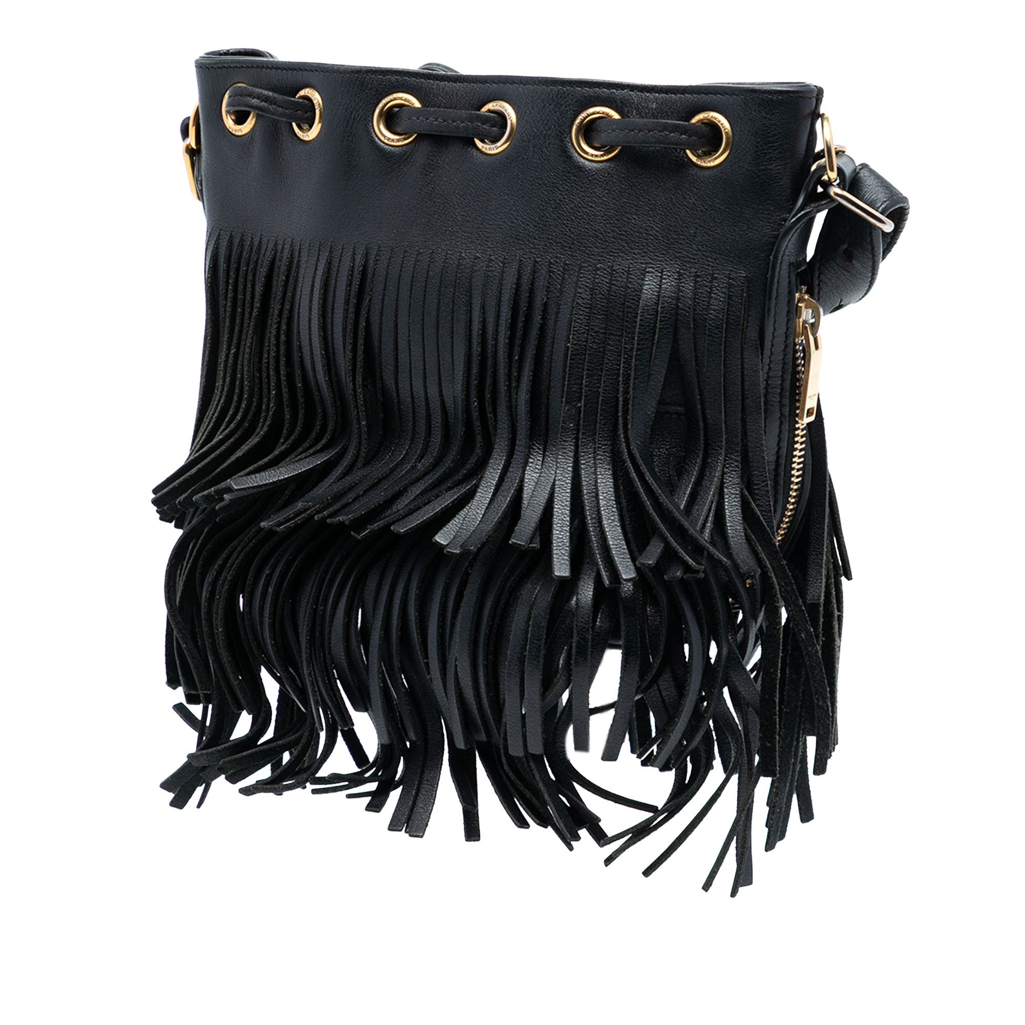 Yves Saint Laurent Yves Saint Laurent Small Calfskin Emmanuelle Fringe Bucket Bag Size ONE SIZE - 2 Thumbnail