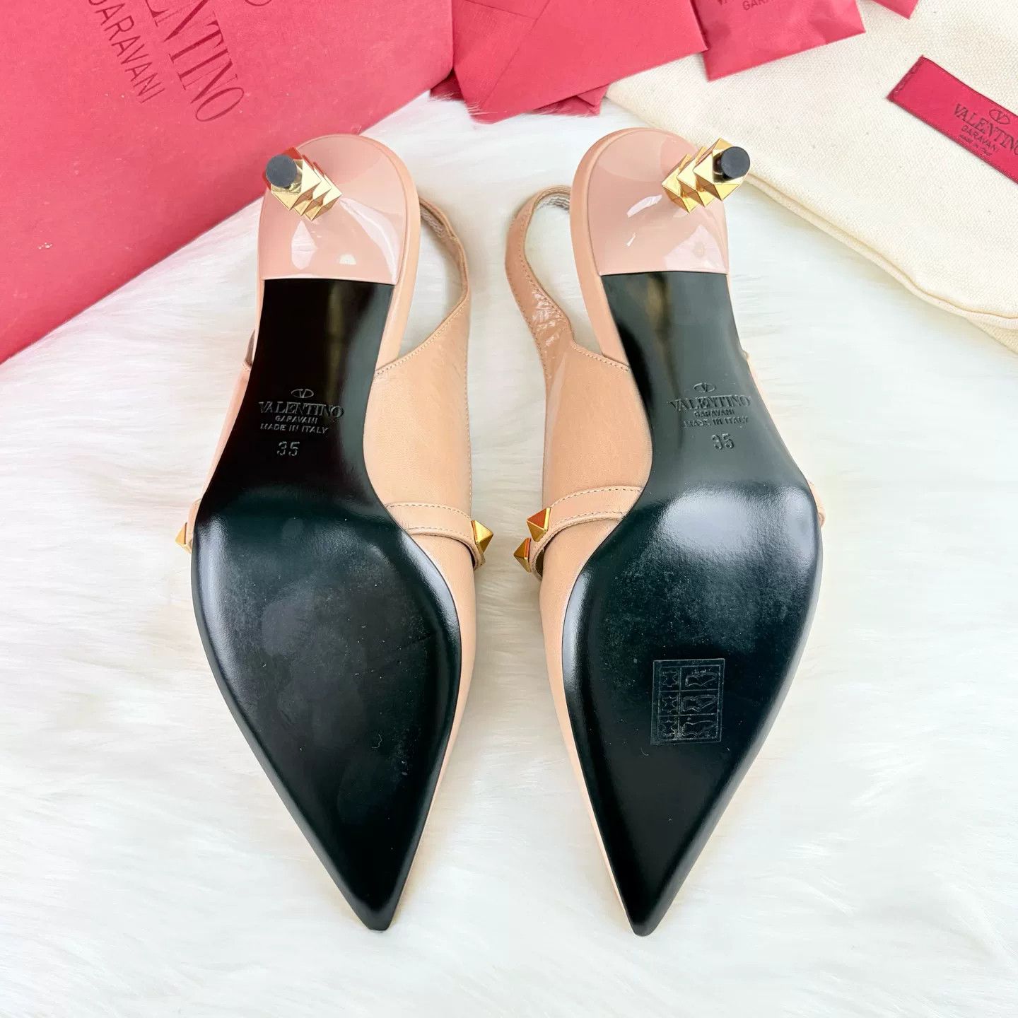 Valentino Valentino Nude Pointed Studded High Heels Size US 4 / IT 34 - 8 Thumbnail