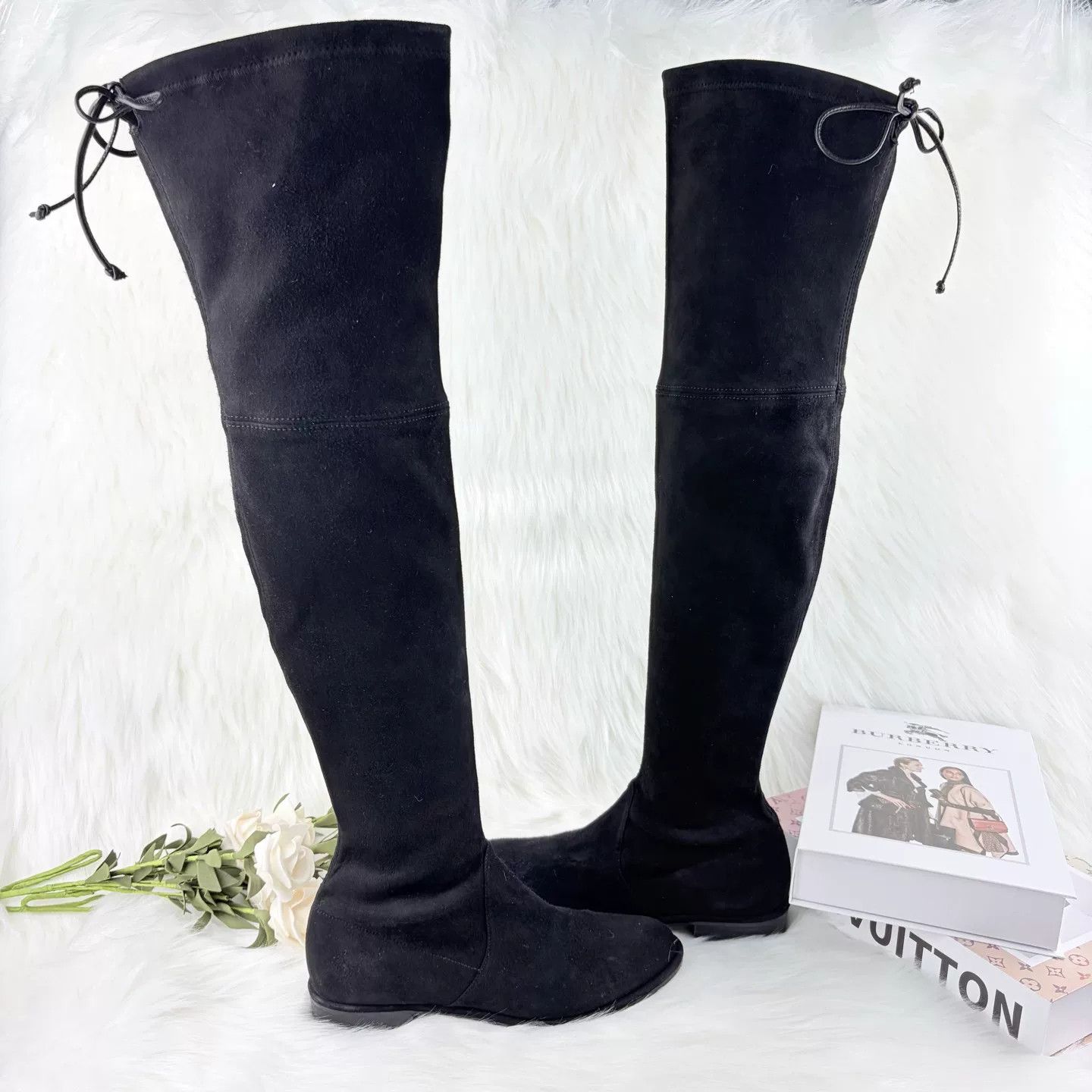 Stuart Weitzman Stuart Weitzman Black Suede Over-Knee Boots Size US 5.5 / IT 35.5 - 3 Thumbnail