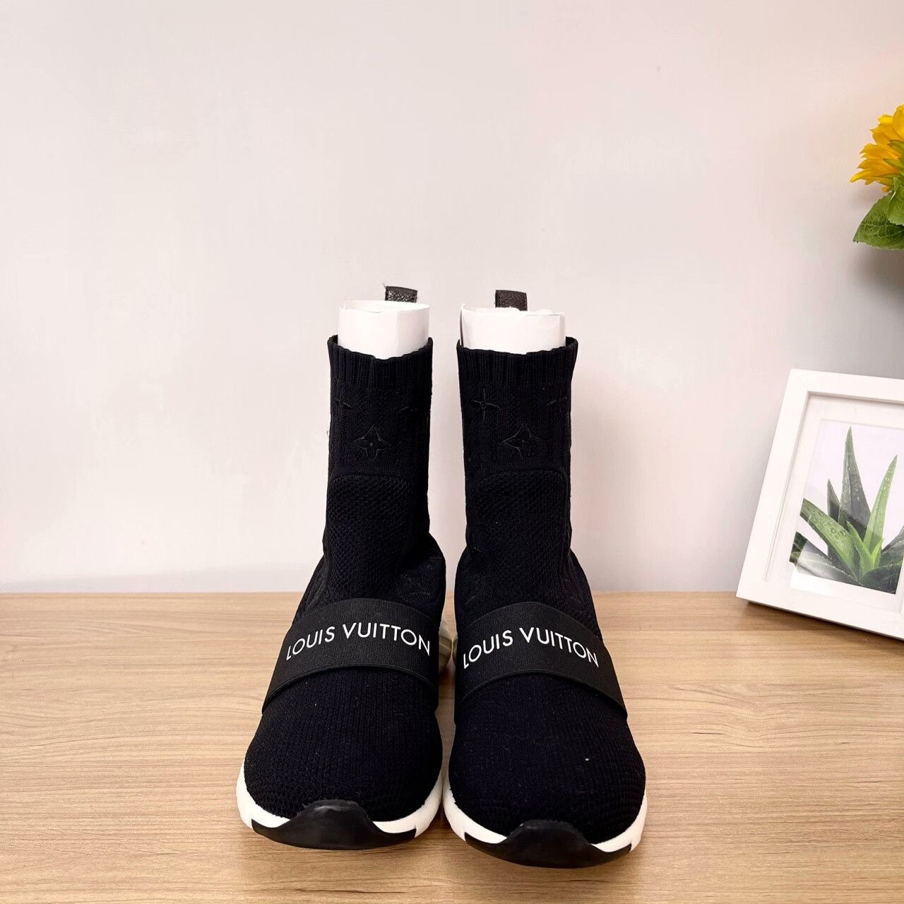 Louis Vuitton LV Aftergame Black Monogram Sock Shoes Size US 9 / EU 42 - 5 Thumbnail