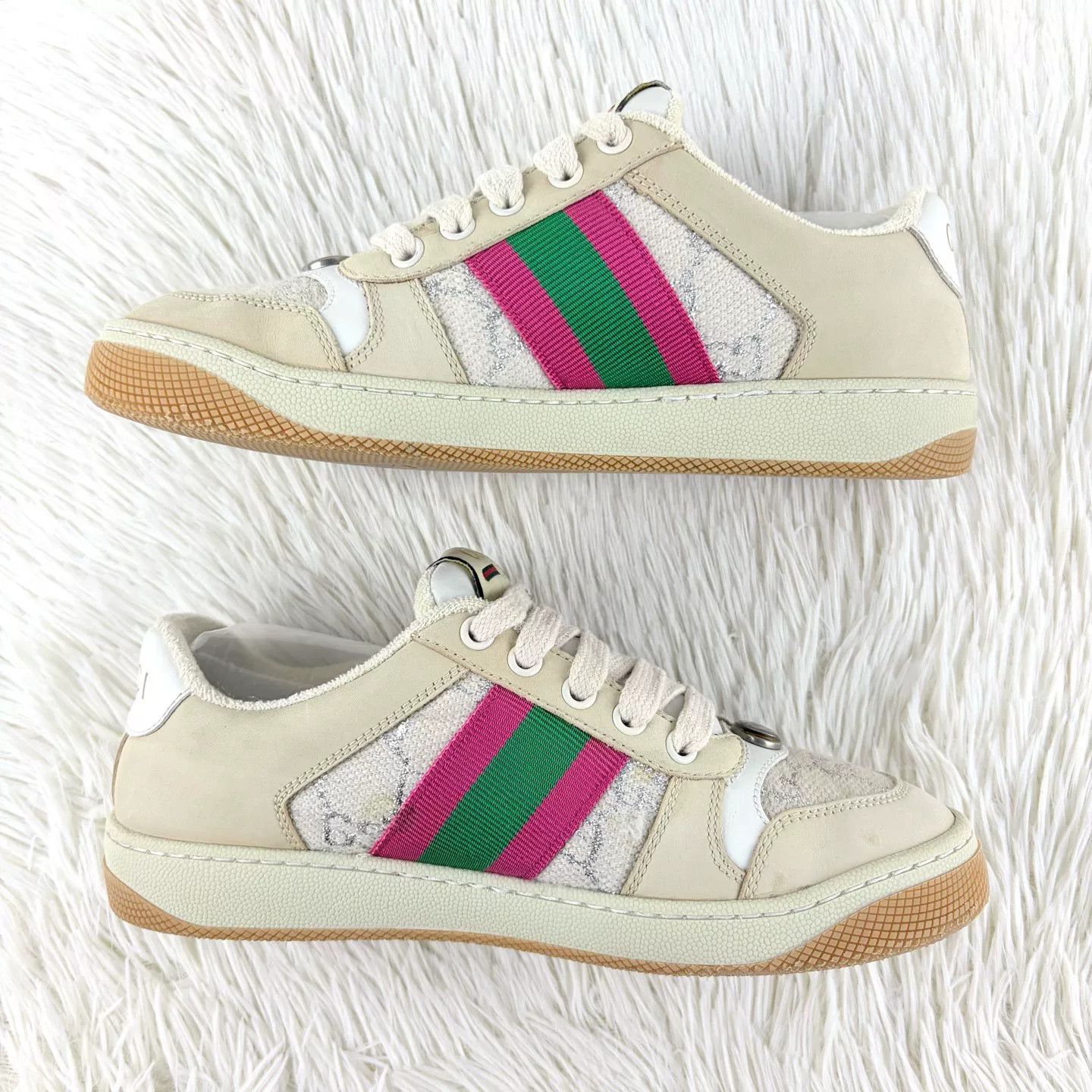 Gucci Gucci Off-White Double G Print Sneakers Size US 4.5 / IT 34.5 - 5 Thumbnail