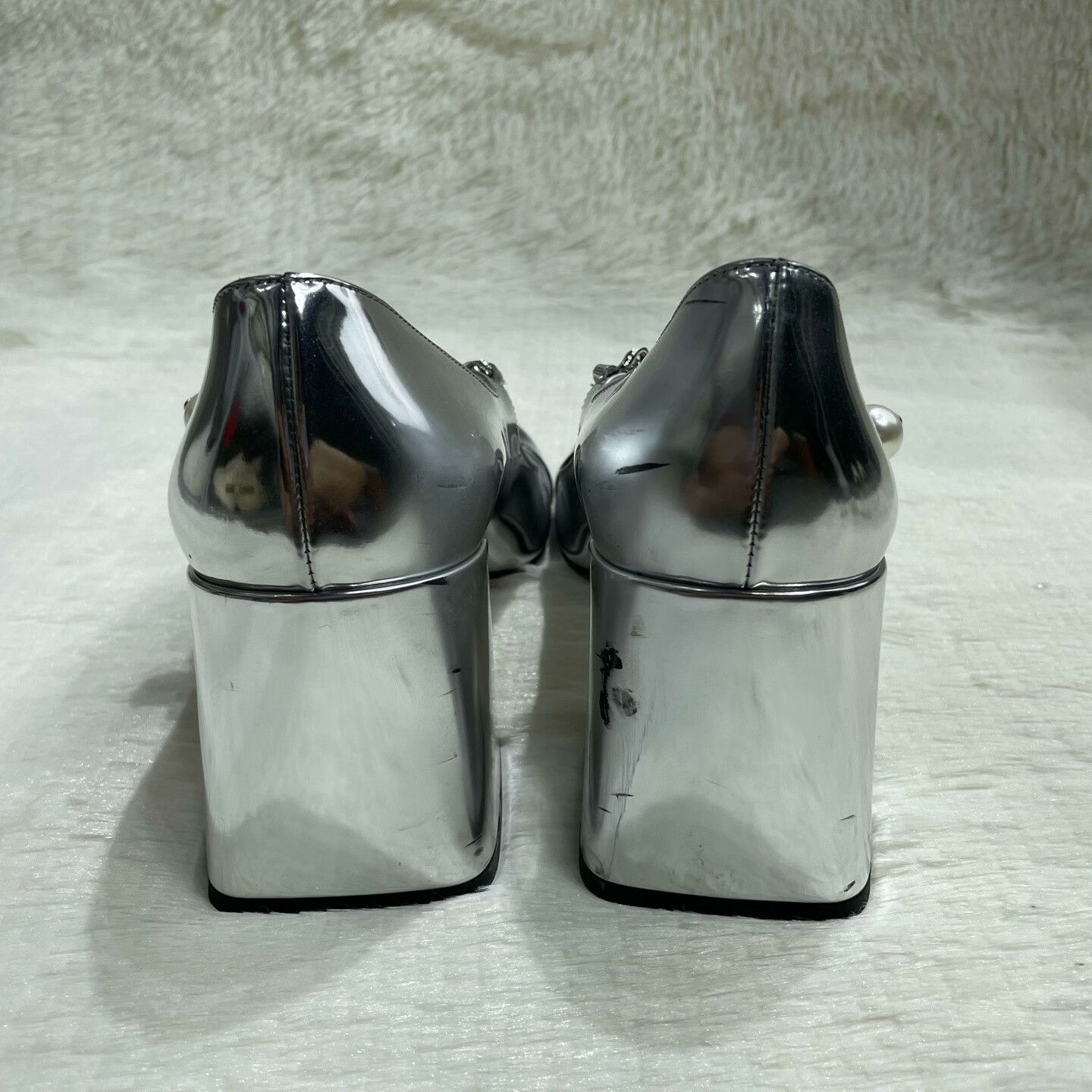 Miu Miu MIU MIU Metallic Block Heel High Heels Size US 7 / IT 37 - 4 Thumbnail