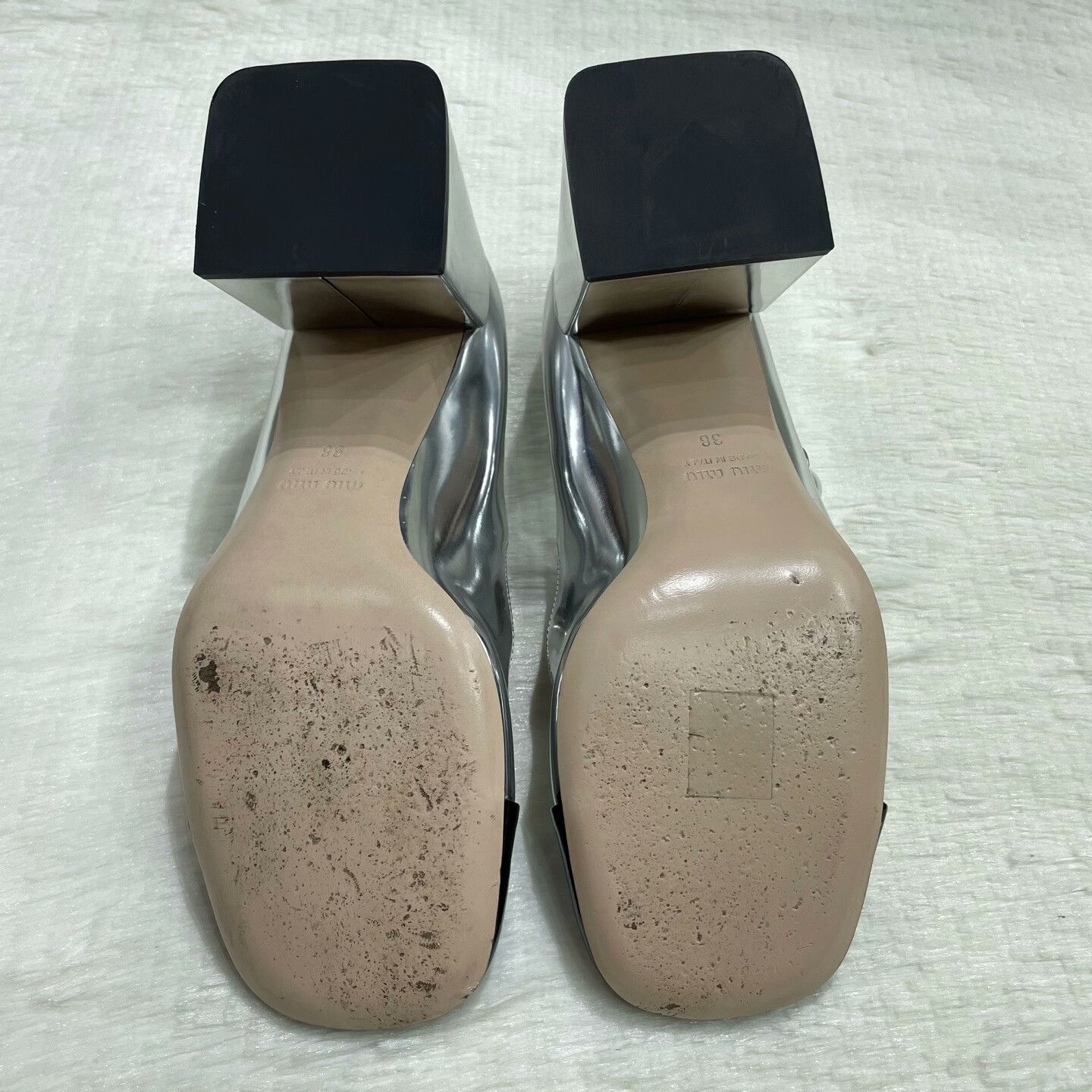Miu Miu MIU MIU Metallic Block Heel High Heels Size US 7 / IT 37 - 9 Thumbnail