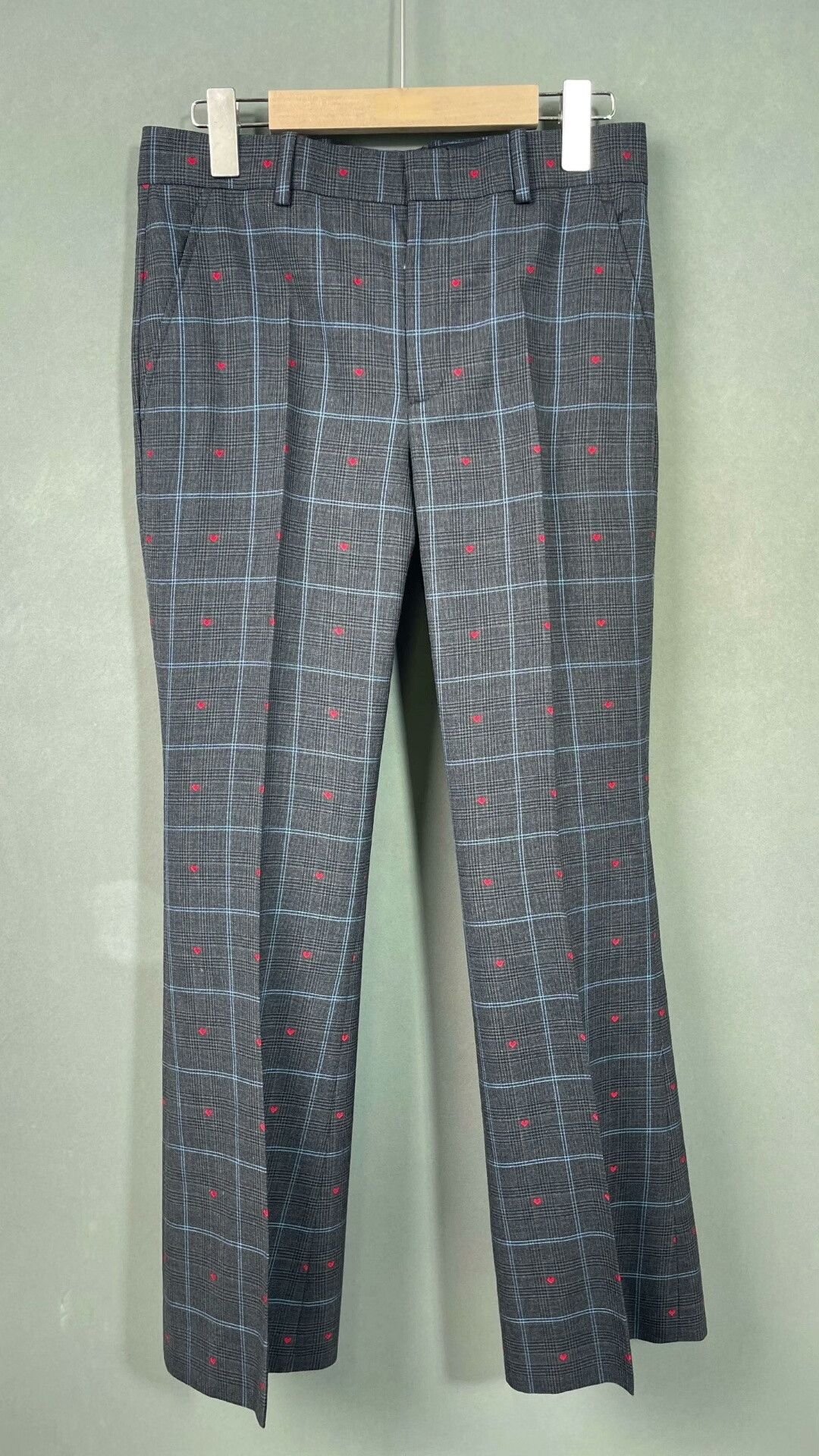 Gucci Gucci Gray Plaid Heart Embroidery Wool Suit Size S / US 4 / IT 40 - 4 Thumbnail