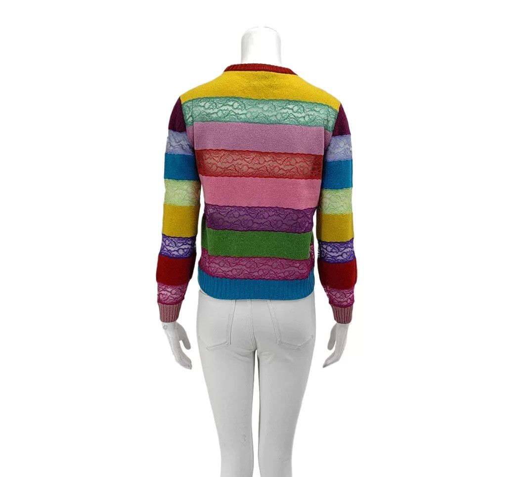 Gucci Gucci Cat Embroidery Colorful Stripe Lace Pullover Size S / US 4 / IT 40 - 2 Thumbnail