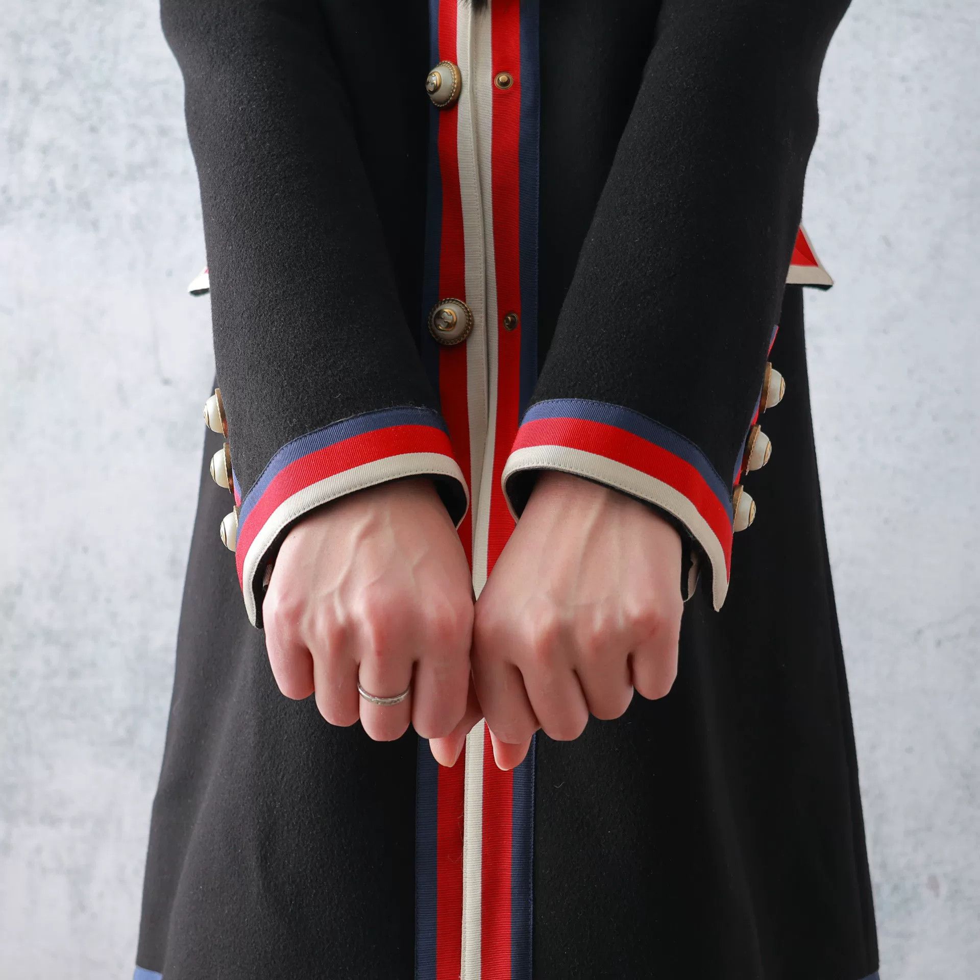 Gucci Gucci Black Wool Red Trim Long Coat Size S / US 4 / IT 40 - 5 Thumbnail