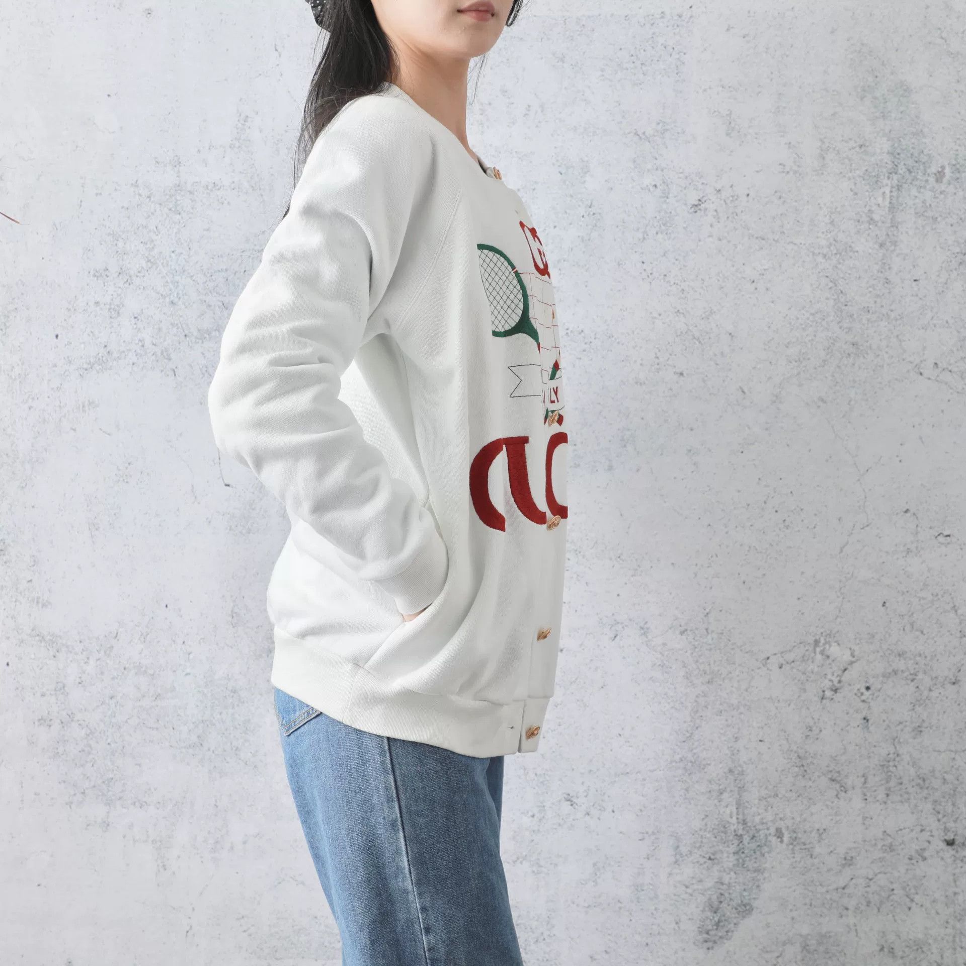 Gucci Gucci White Cotton Double-Sided Tennis Racket Jacket Size XS / US 0-2 / IT 36-38 - 3 Thumbnail