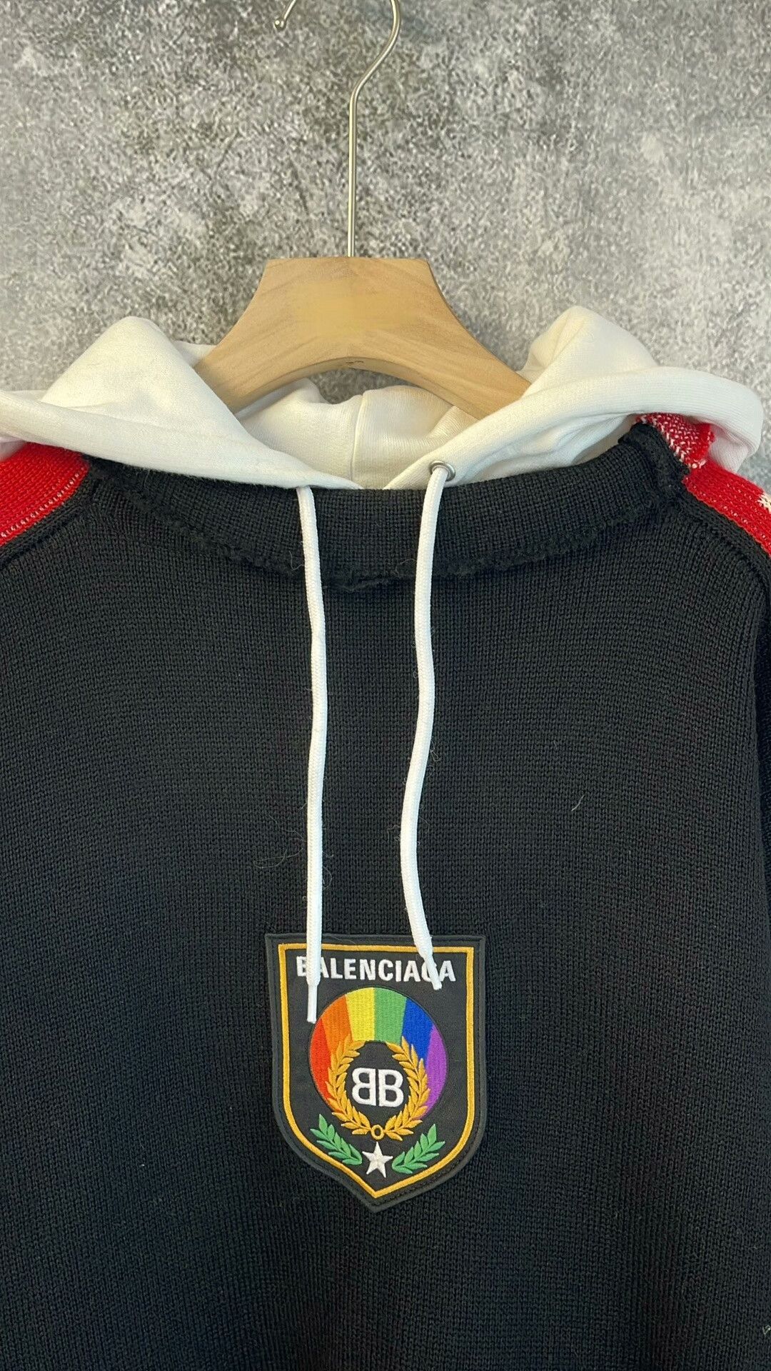 Balenciaga Balenciaga Black Double B Rainbow Embroidery Hoodie M Size US M / EU 48-50 / 2 - 3 Thumbnail