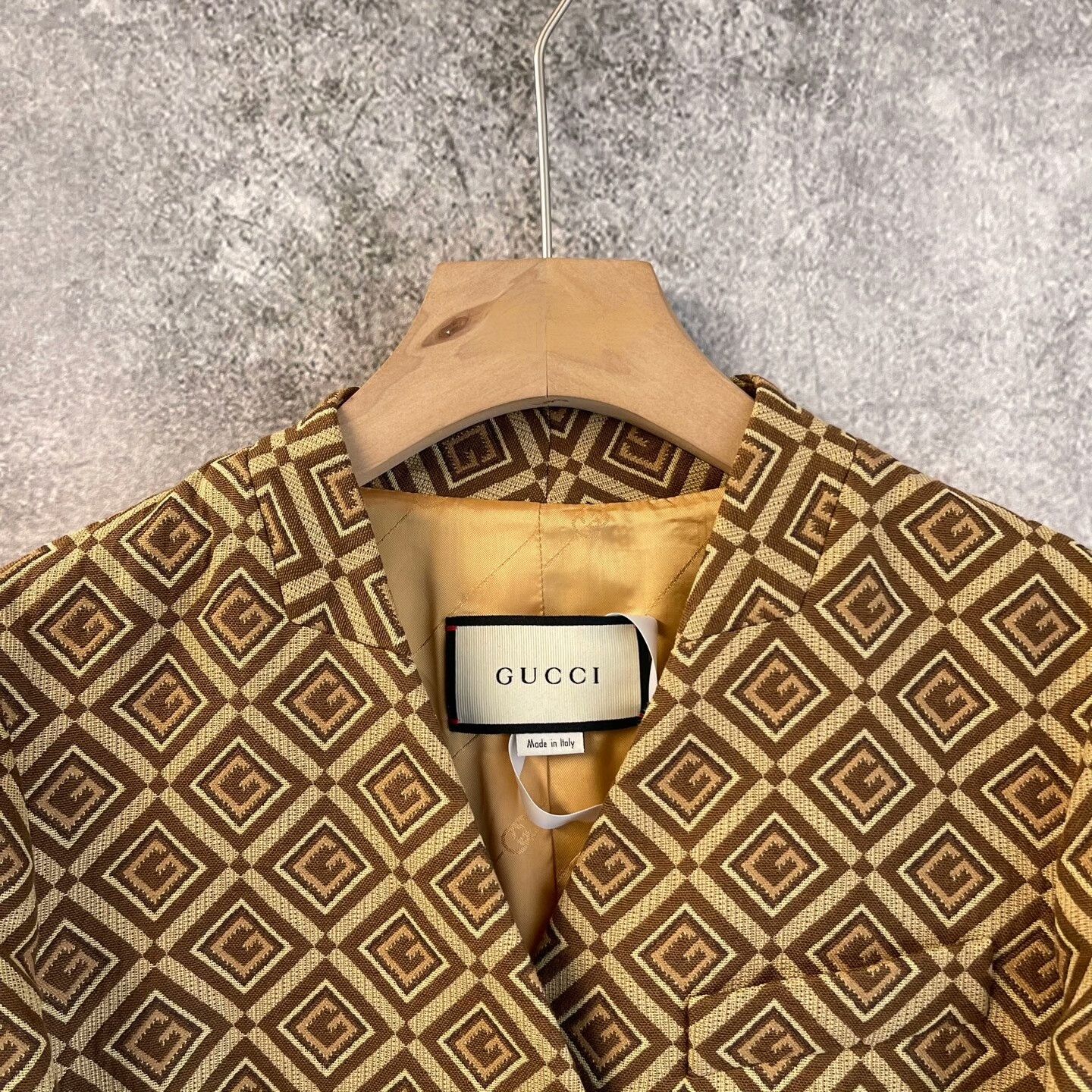 Gucci Gucci Brown G-Pattern Double-Breasted Suit Jacket Size US XXS / EU 40 - 3 Thumbnail