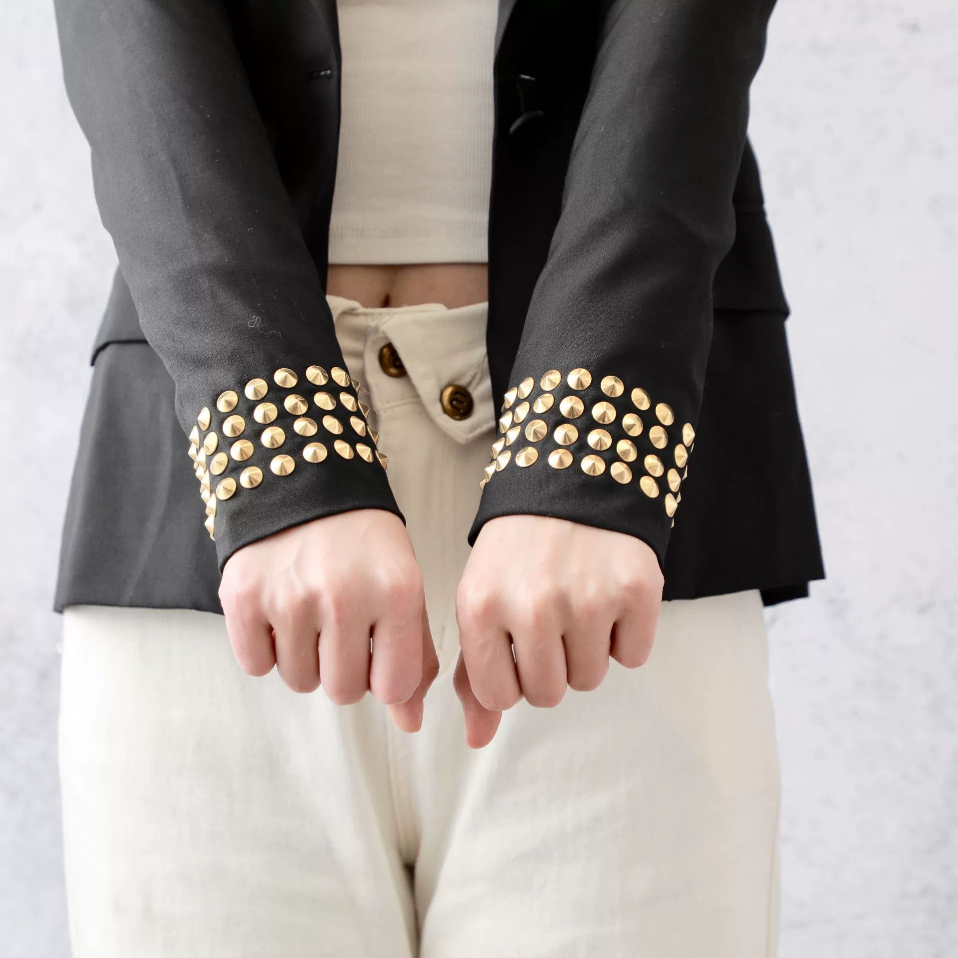 Givenchy GIVENCHY Black Rivet-Decorated Lapel Blazer Size XS / US 0-2 / IT 36-38 - 5 Thumbnail