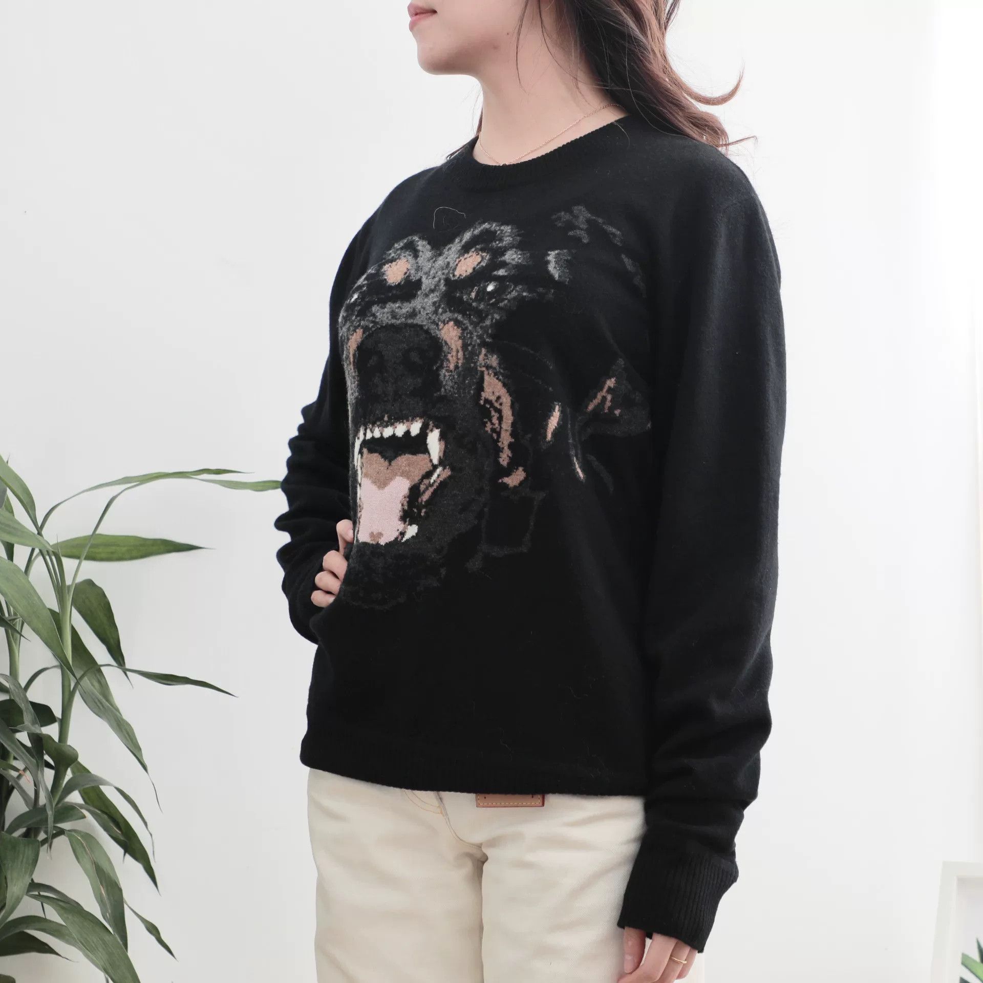 Givenchy Givenchy Black Rottweiler Print Wool Sweater Size S / US 4 / IT 40 - 2 Thumbnail