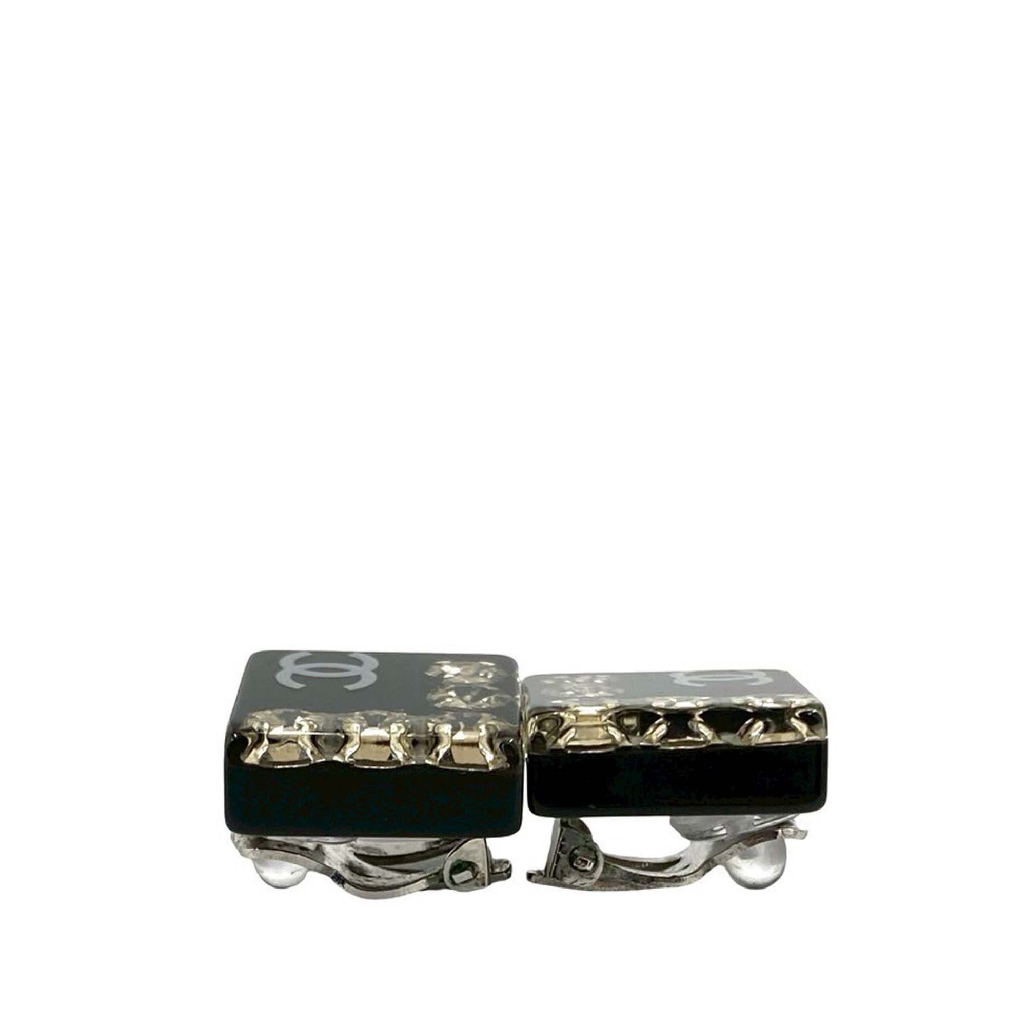 Chanel Chanel CC Resin Rhinestone Square Clip On Earrings Size ONE SIZE - 3 Thumbnail